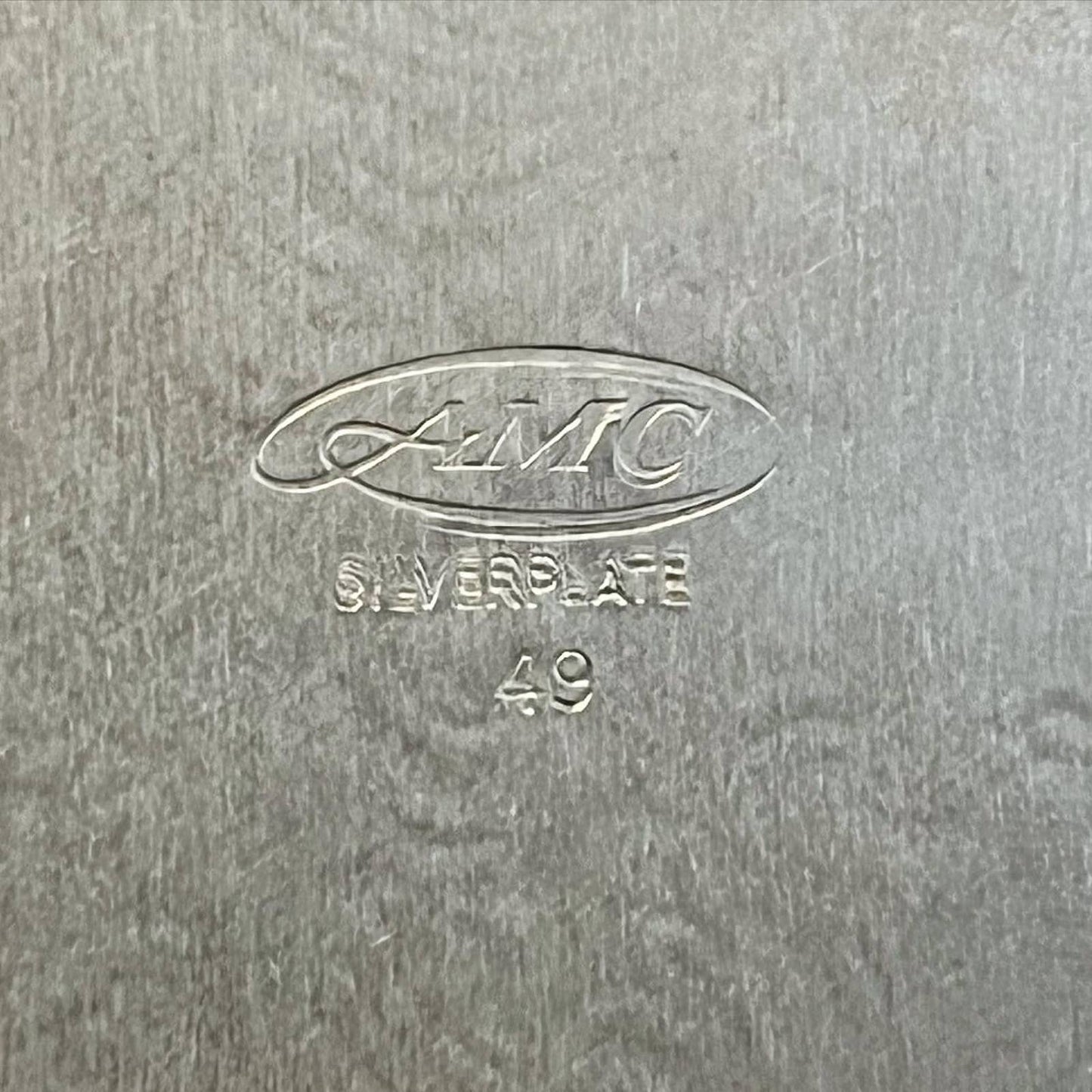 Vintage AMC Silverplate round scallop rim baroque tray