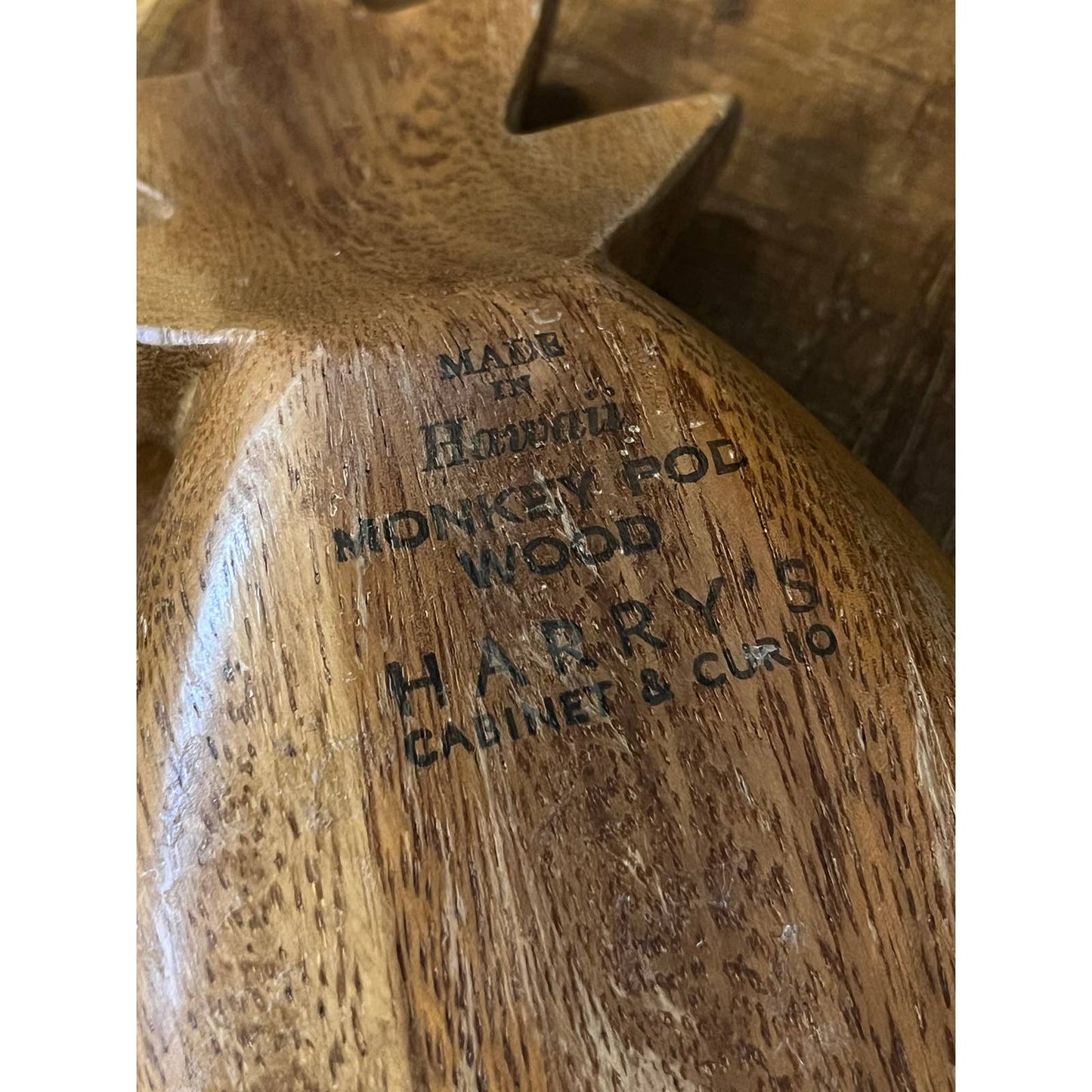 Vintage trio of Hawaiian monkey pod pineapple wooden bowls
