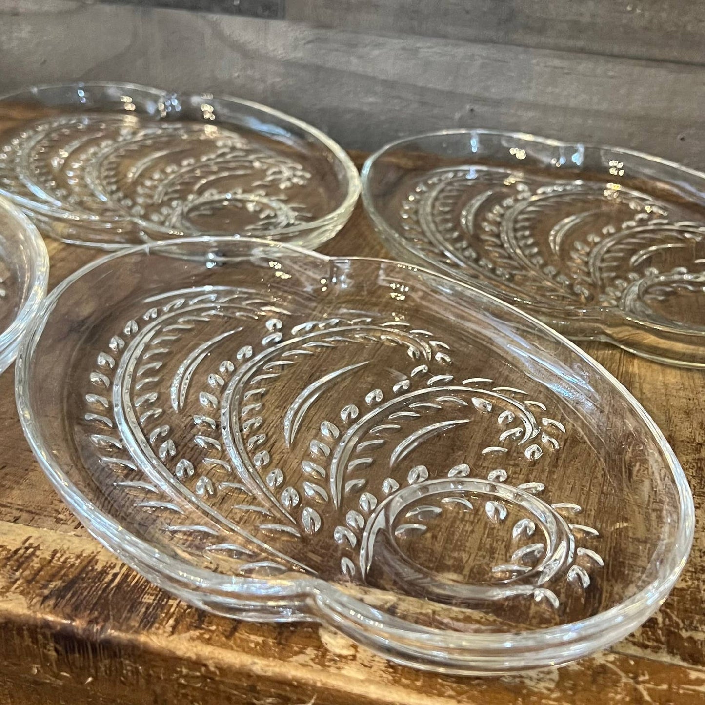 Vintage Federal Glass Homestead Hospitality snack plates - set of 4