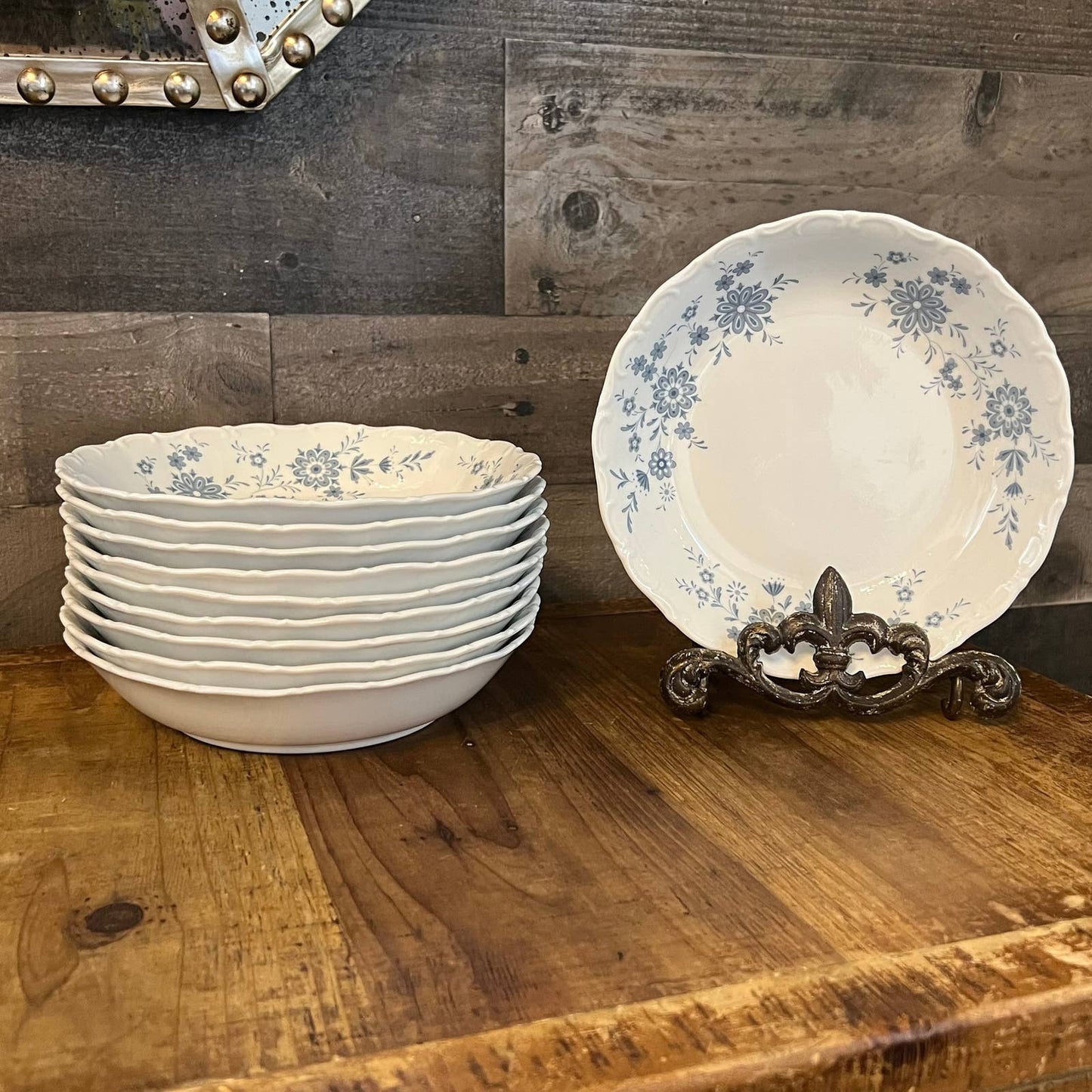 5 Bavarian Blue Christina Porcelain Seldmann Welden coupe bowls