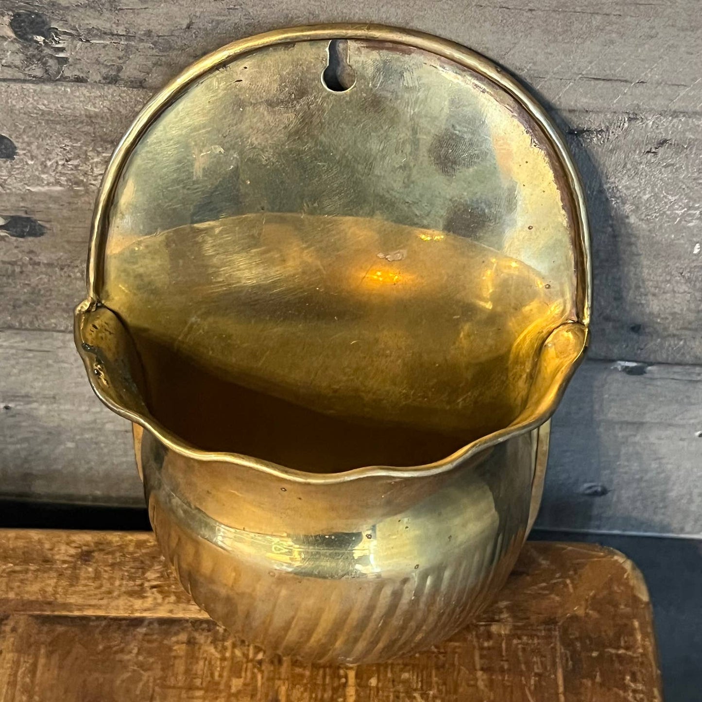 Vintage brass wall planter
