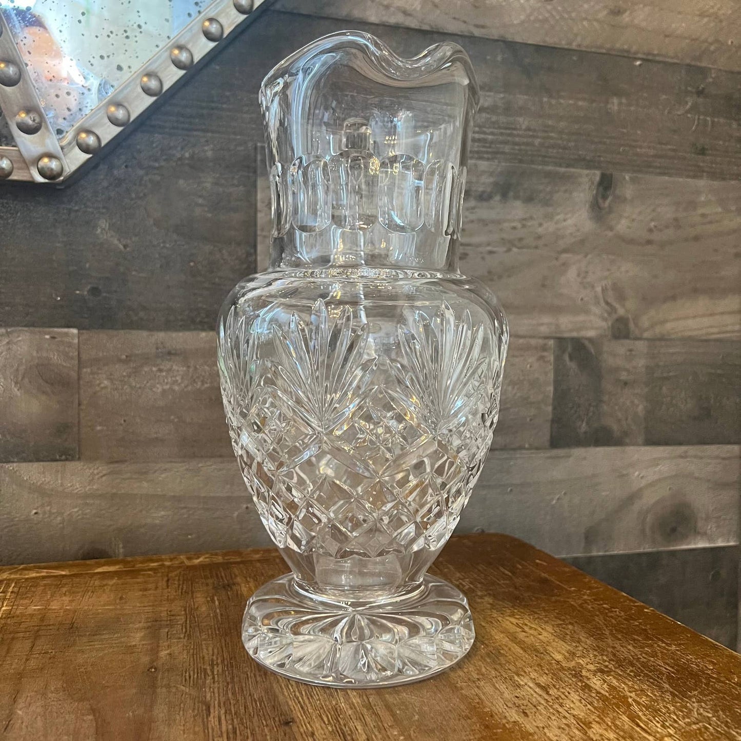 Large vintage handled crystal pitcher