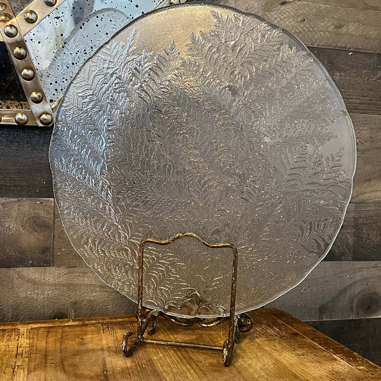 Vintage Mikasa Crystal Hoya lacy fern round platter