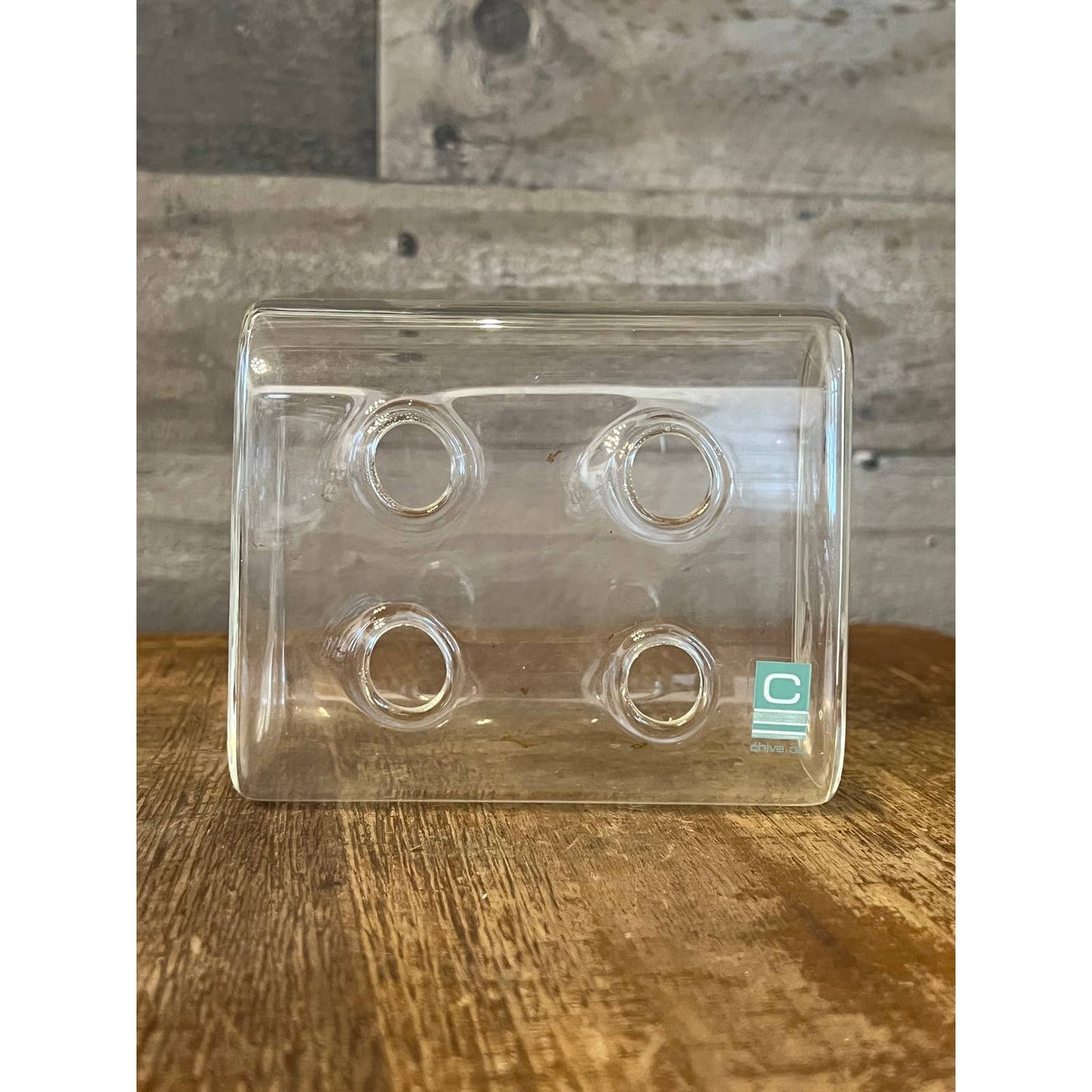 Clear glass 4 hole Hudson flower bud vase