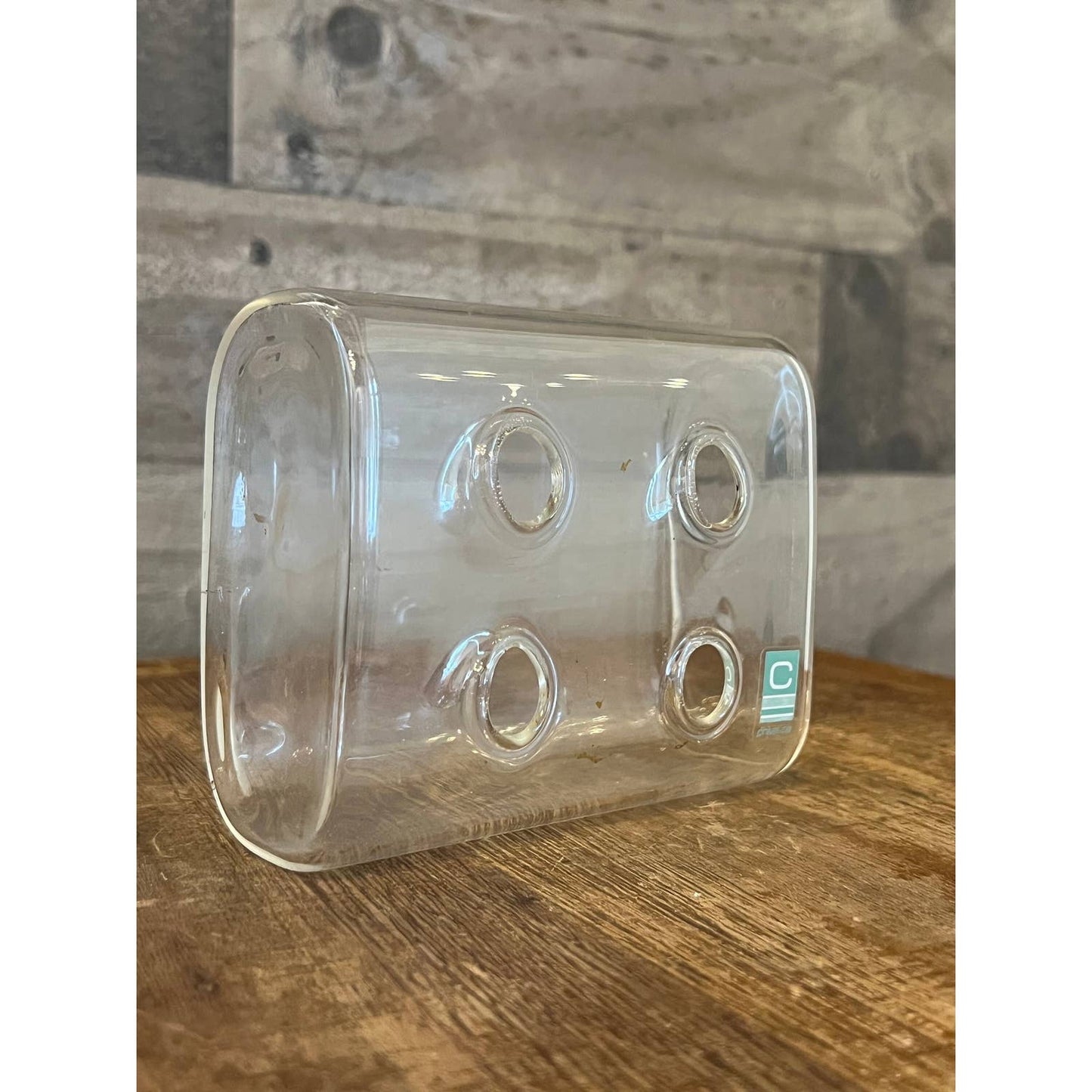 Clear glass 4 hole Hudson flower bud vase