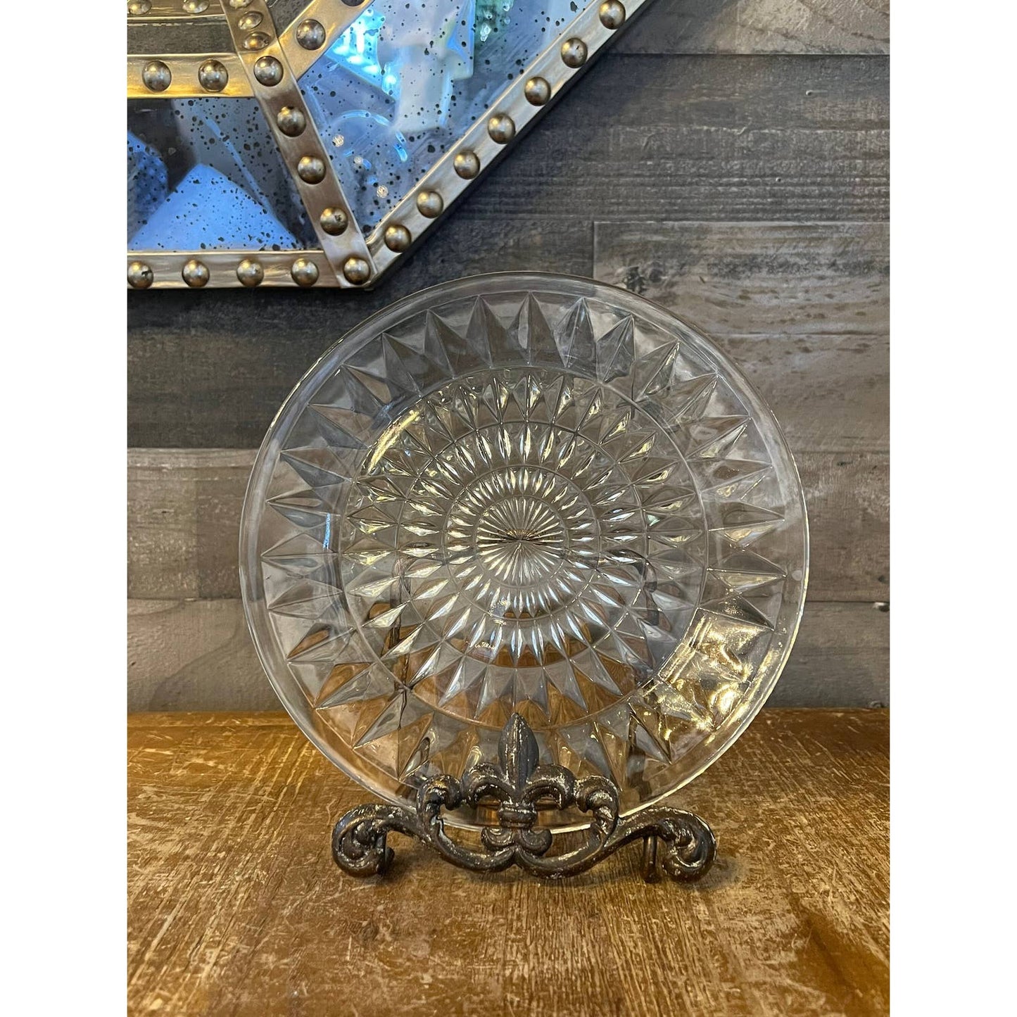 Vintage Jeannette Glass Company glass diamond pattern plate