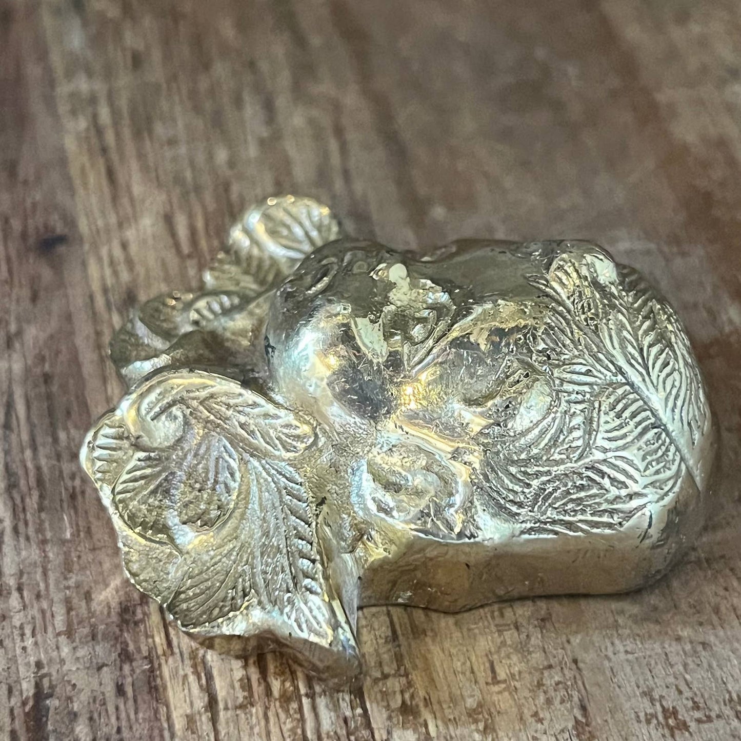 Vintage petite brass cherub angel face wall decor