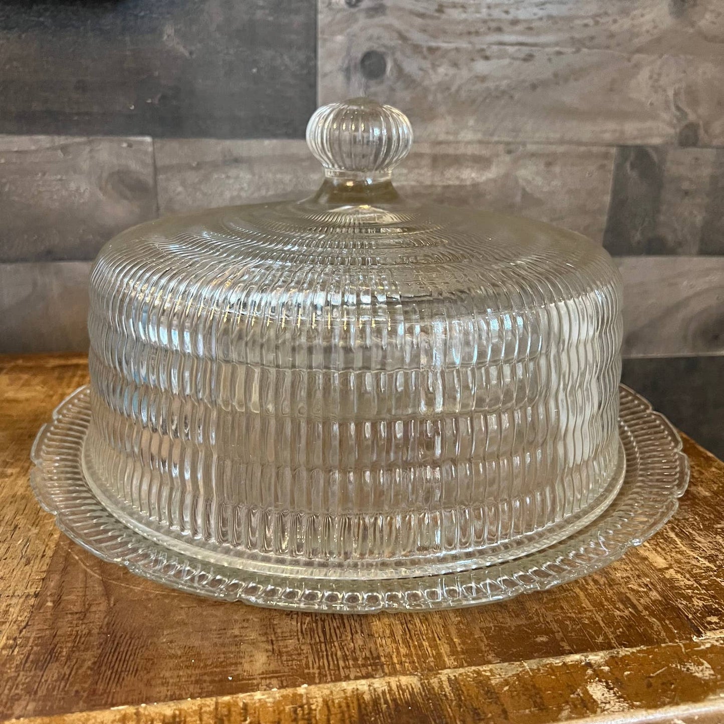 Hazel Atlas Beehive Clear glass dome server