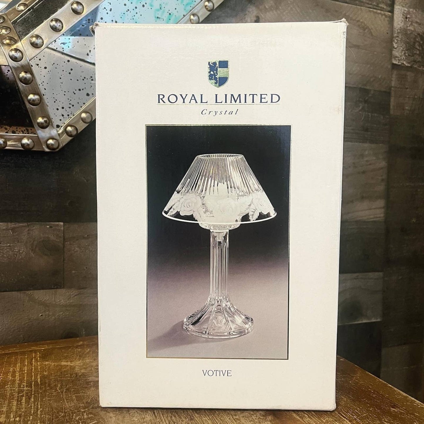 Vintage Royal Limited heavy crystal candle lamp - ribbed