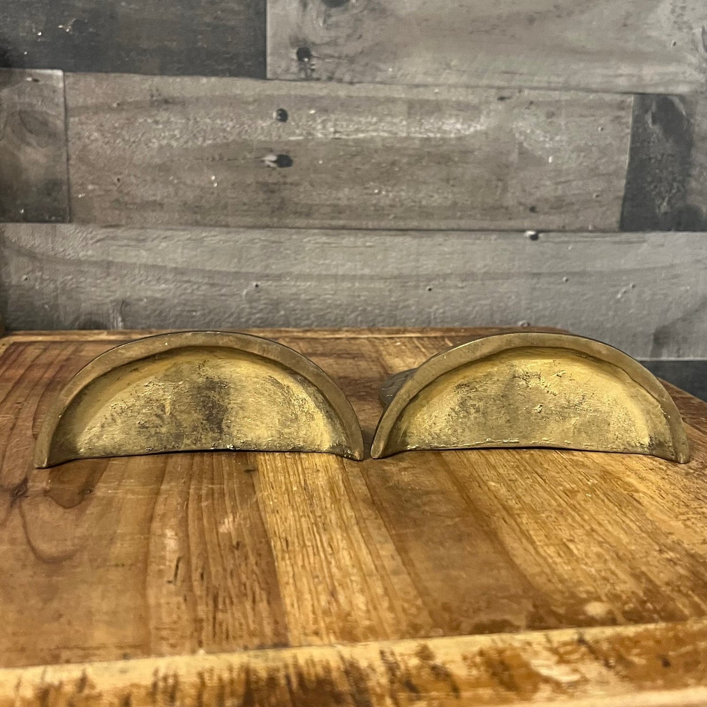 Vintage Pair of Brass Sand Dollar Shell Bookends