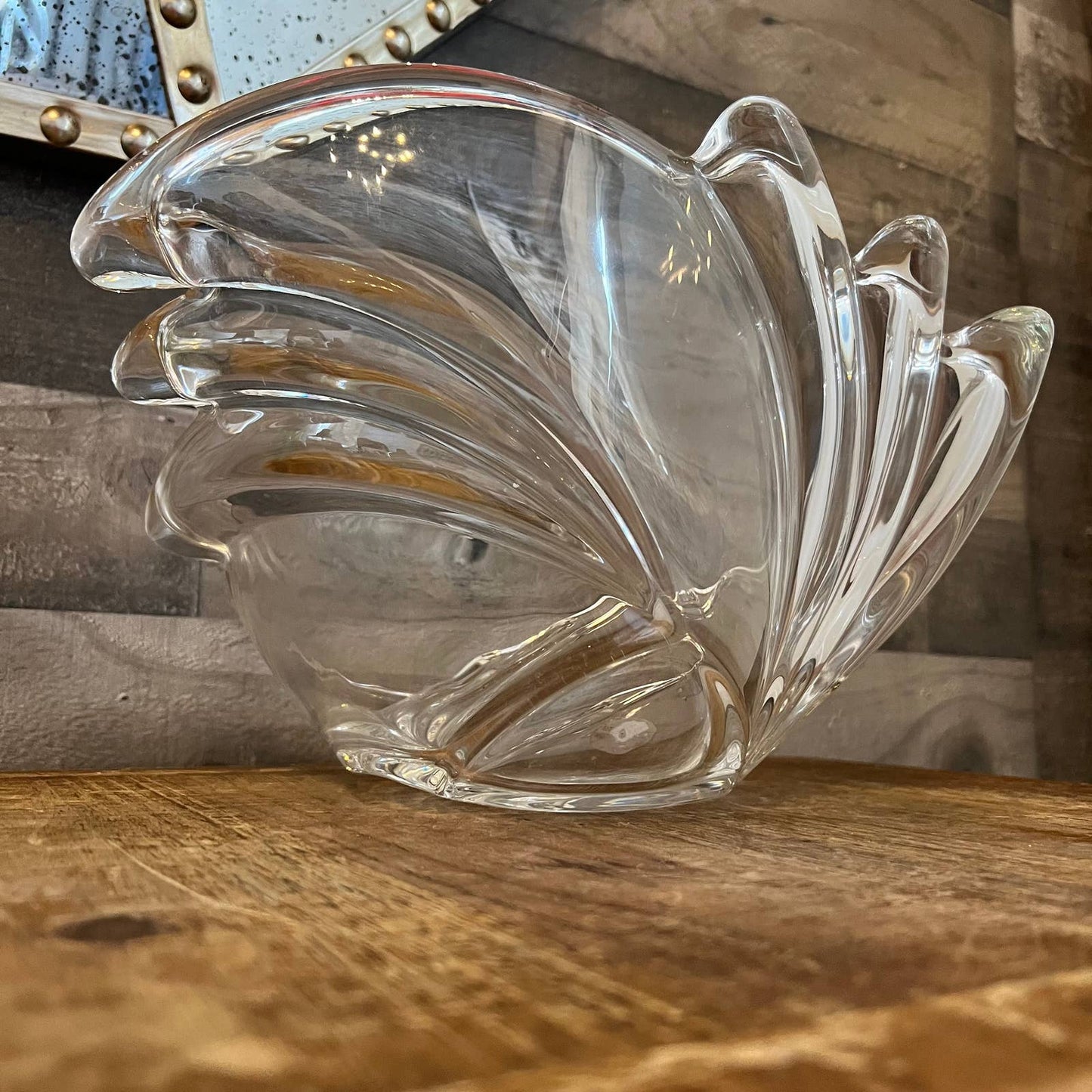 Vintage Waltherglas large art deco clear glass swirl bowl - made in Germany
