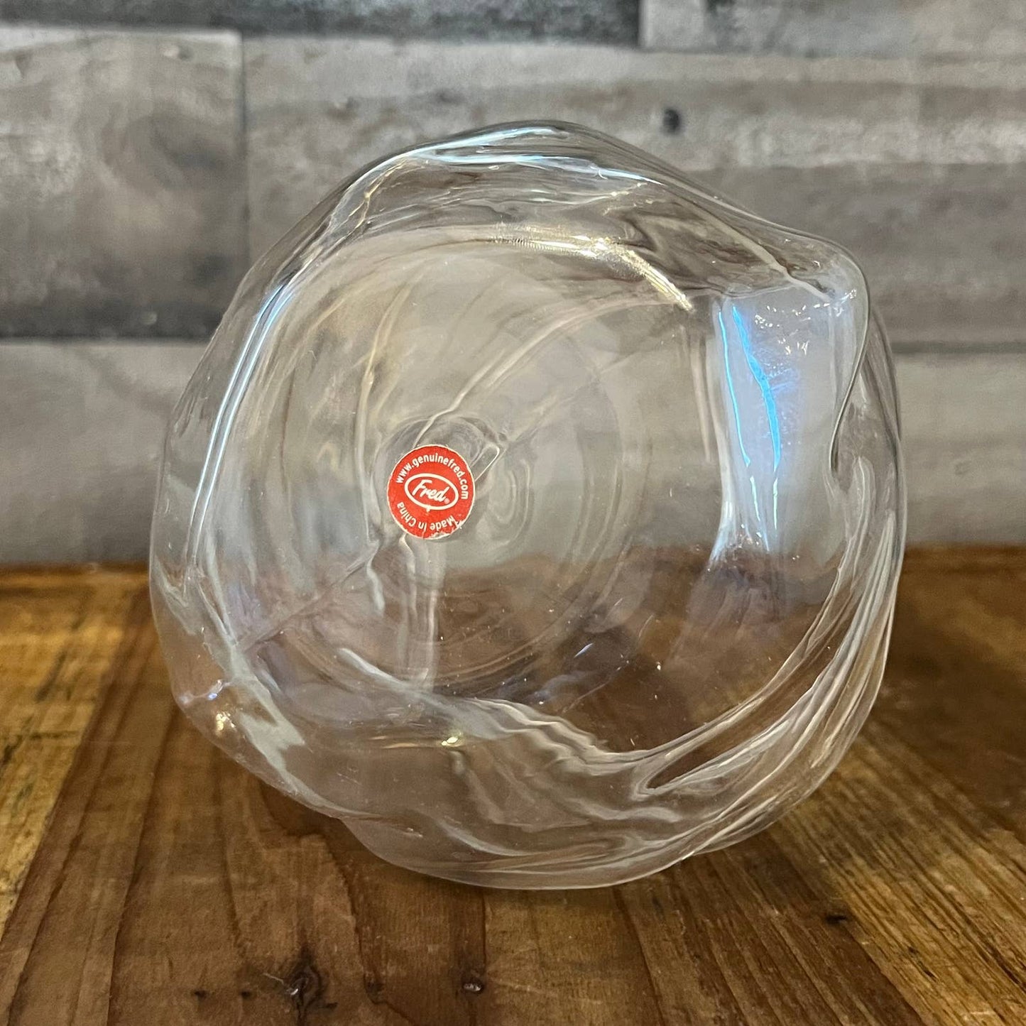 Genuine Fred unzipped clear glass hand blown bowl - vase