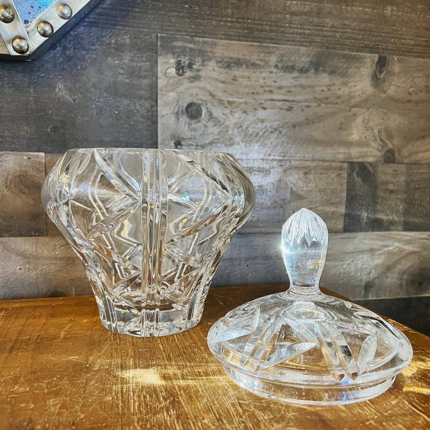 Vintage heavy crystal lidded jar