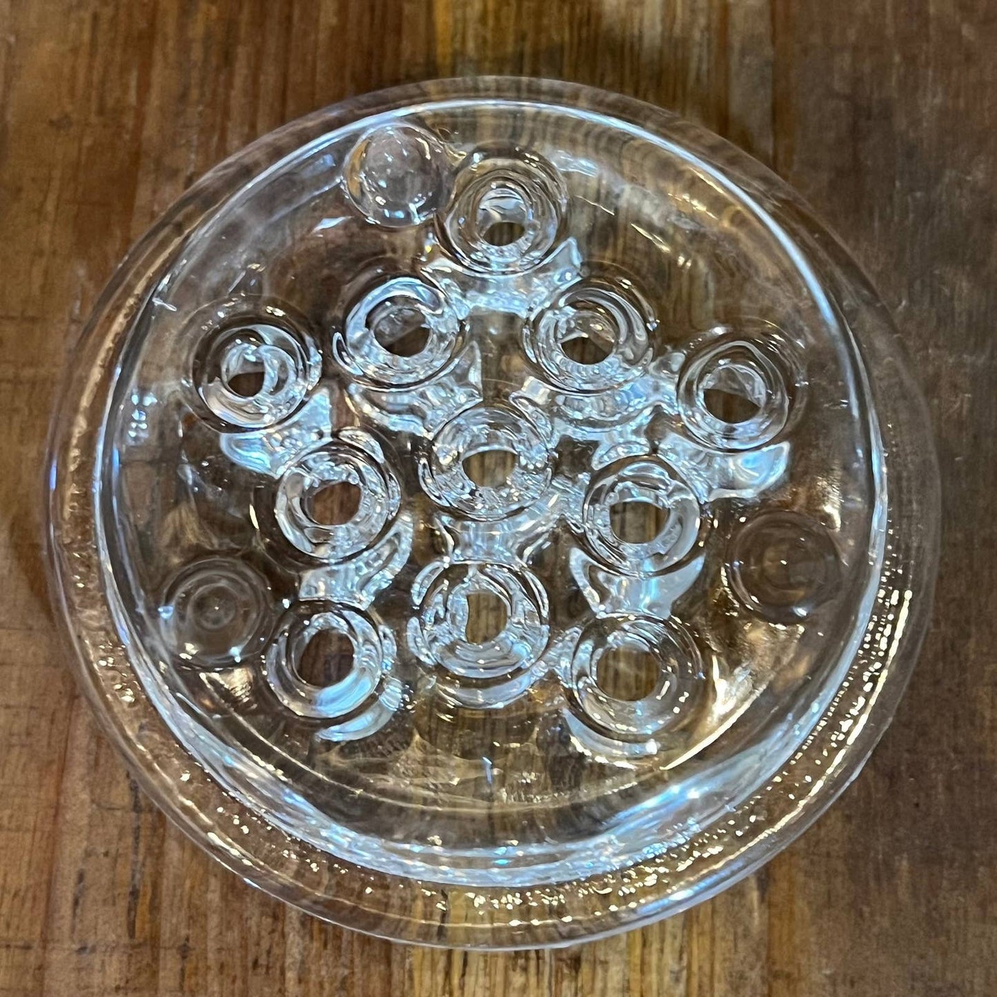 11 hole glass flower frog - vase insert