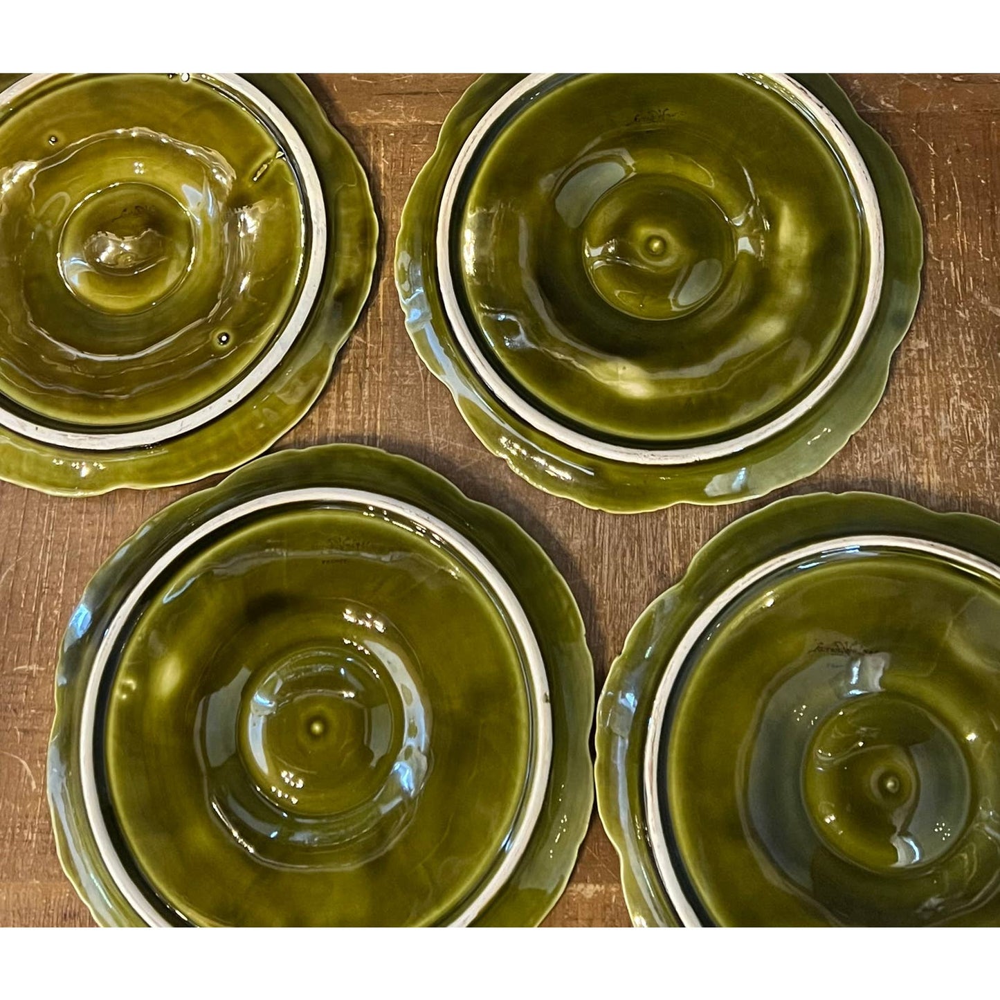 French green majolica sarreguemines barbotine 1930s oyster plate