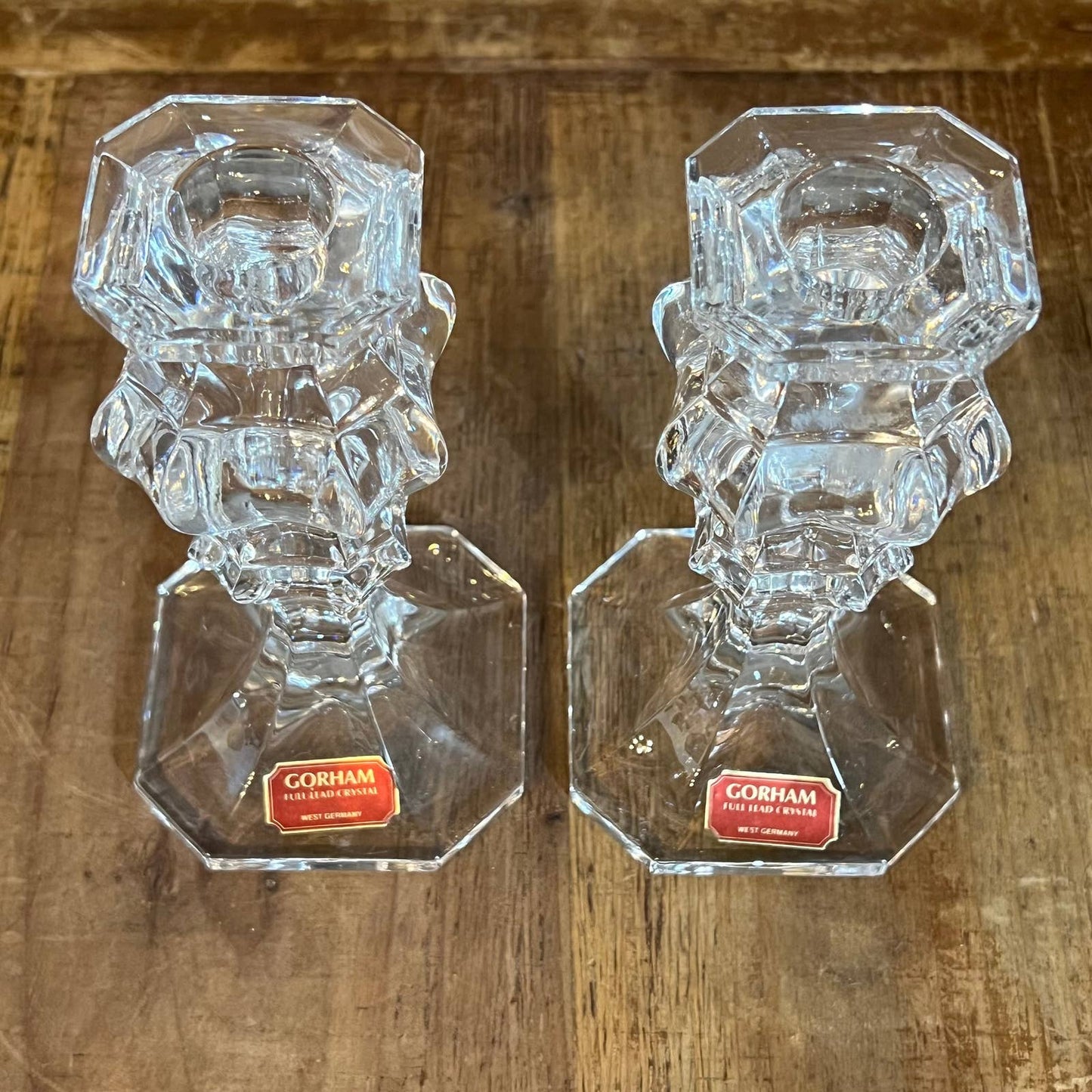 Gorham crystal baroque candlestick holders - pair