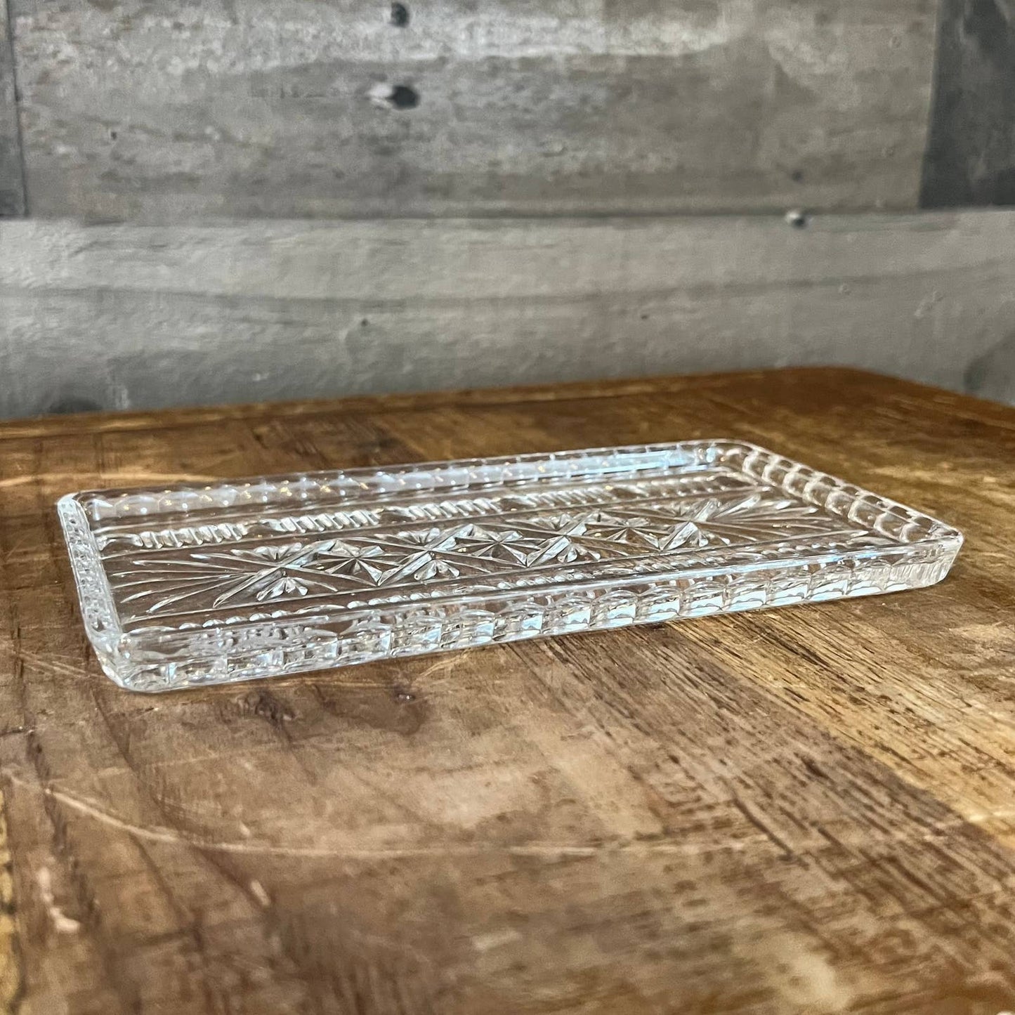 Rectangle crystal glass trinket tray