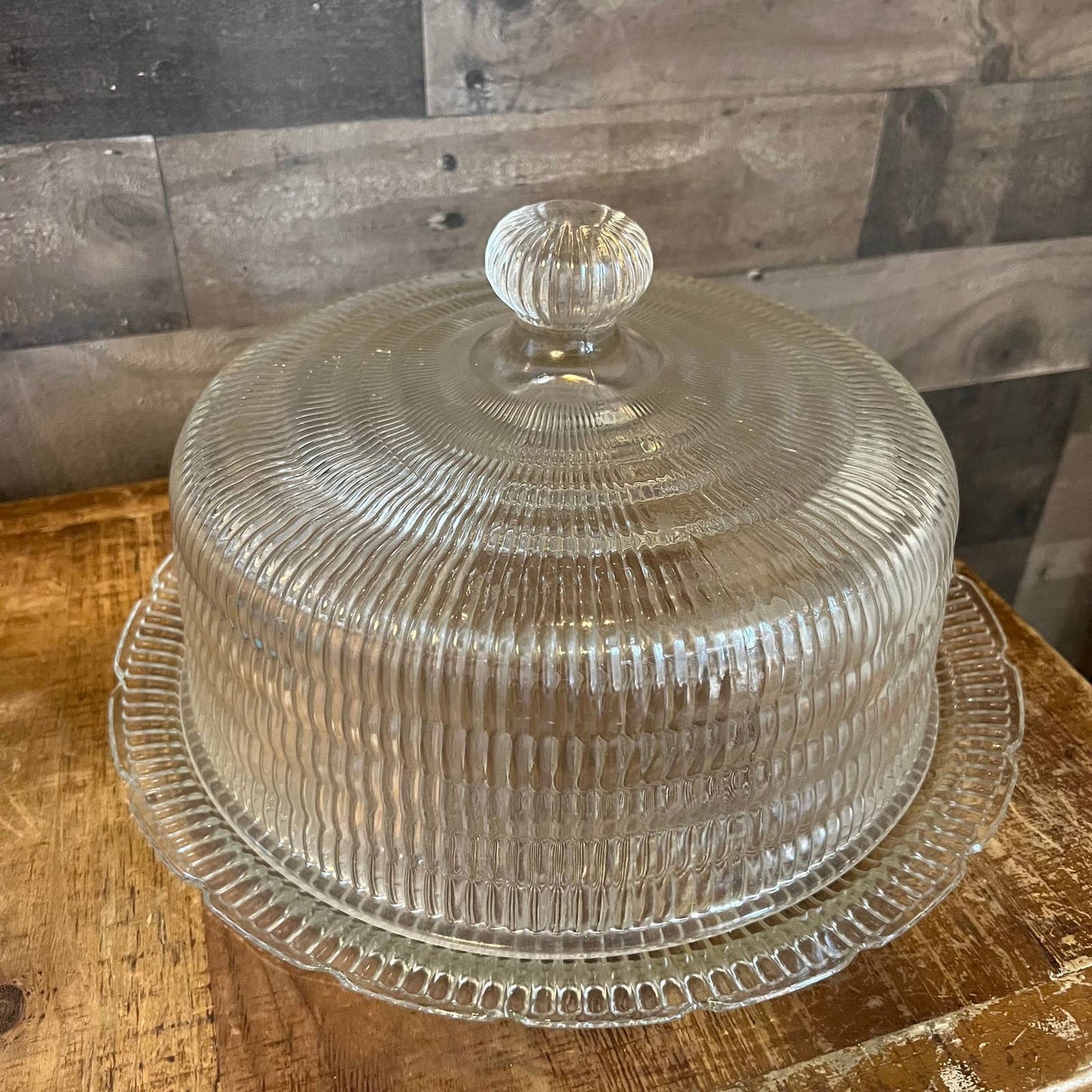 Hazel Atlas Beehive Clear glass dome server