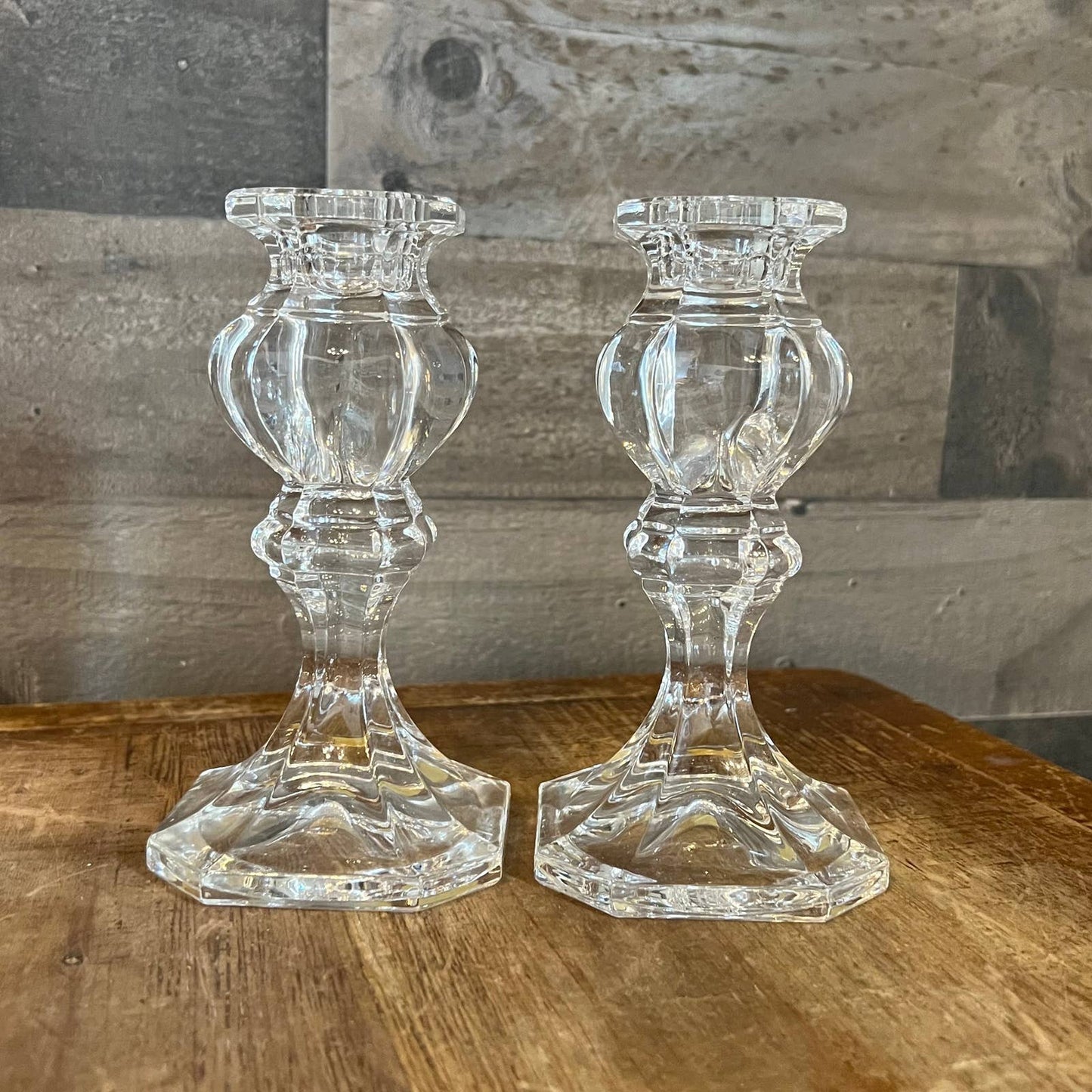 Gorham crystal baroque candlestick holders - pair