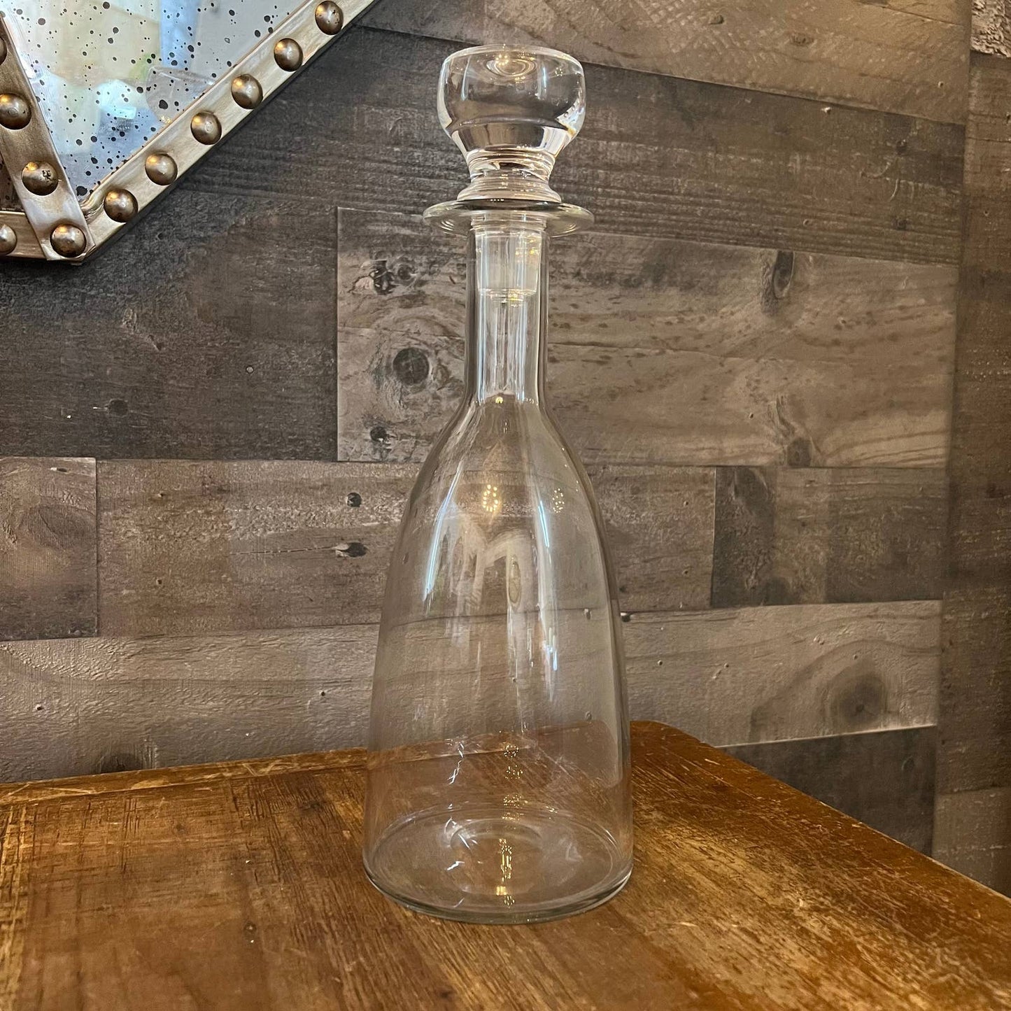 Clear glass blown decanter and stopper
