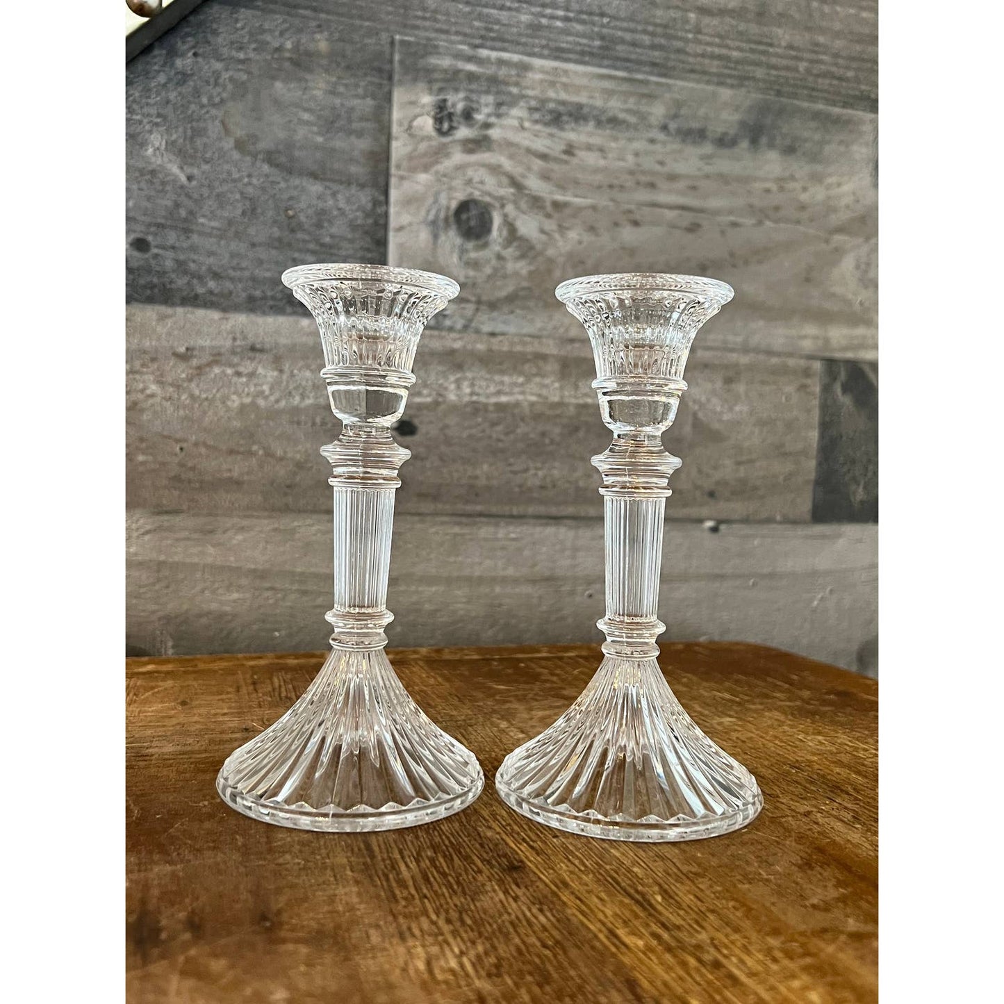 Pair of Lenox crystal candlestick holders - vintage Lenox - candle holders