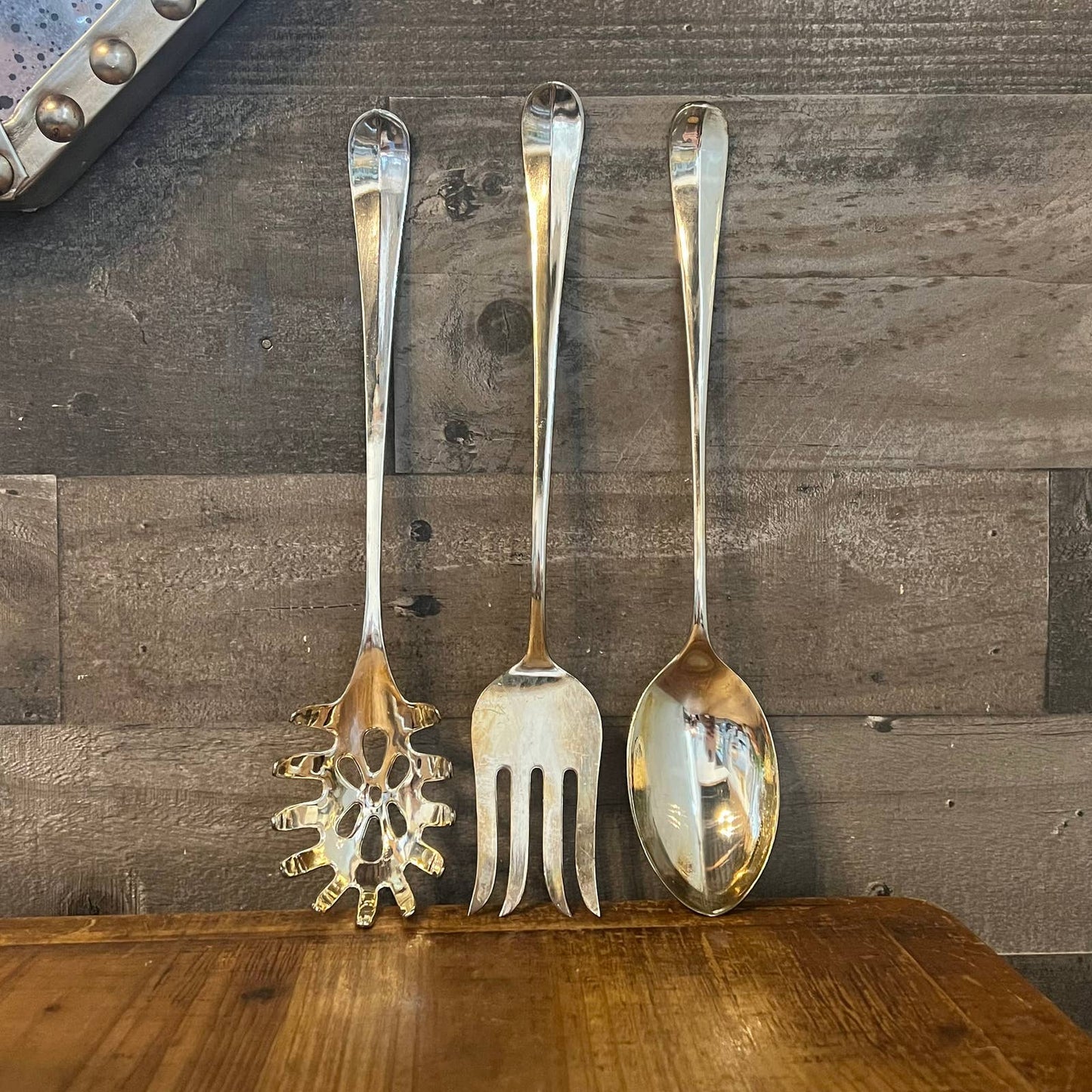 Studio Silversmiths silverplated cooking utensils - set of 3 - pasta spoon, serving spoon, serving fork