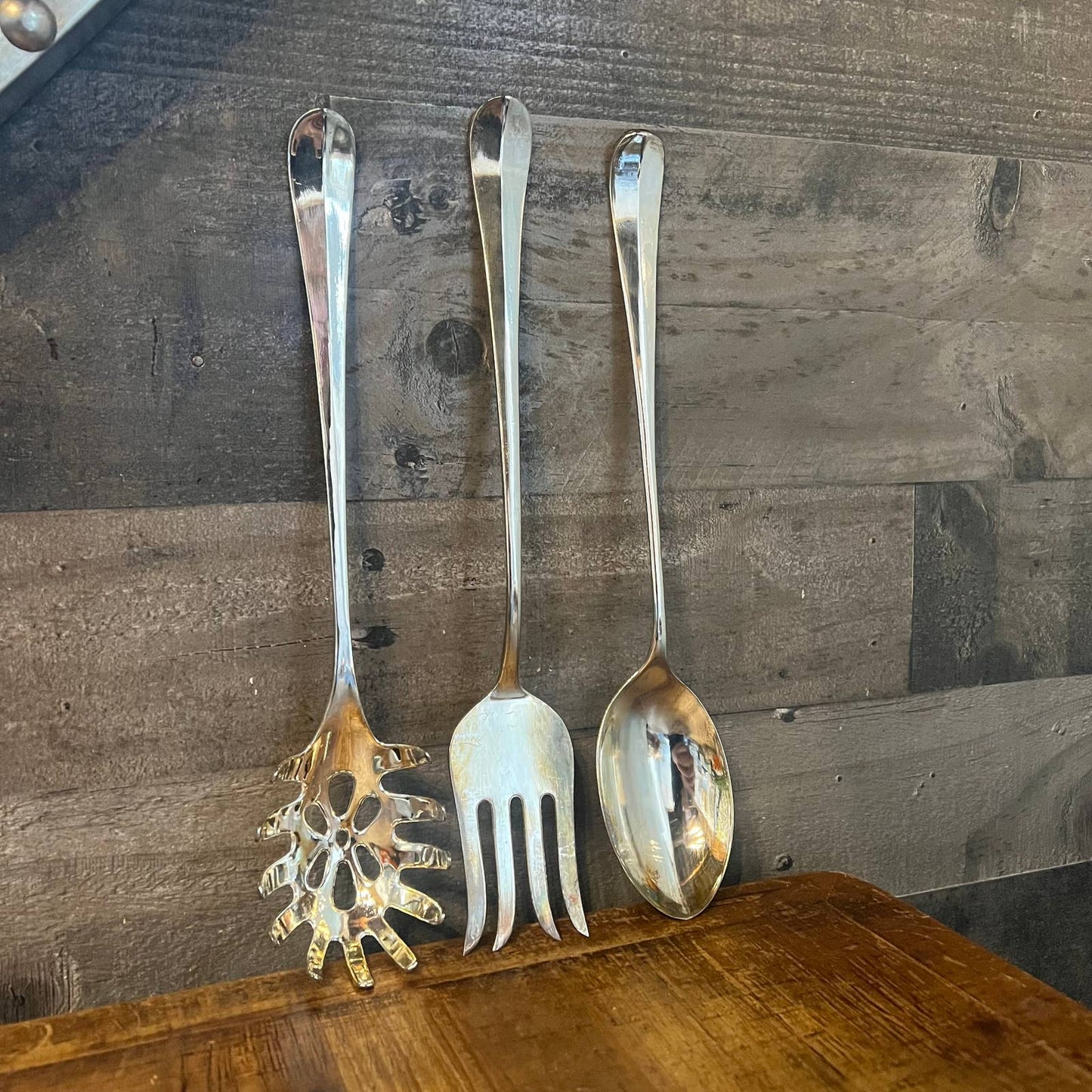 Studio Silversmiths silverplated cooking utensils - set of 3 - pasta spoon, serving spoon, serving fork