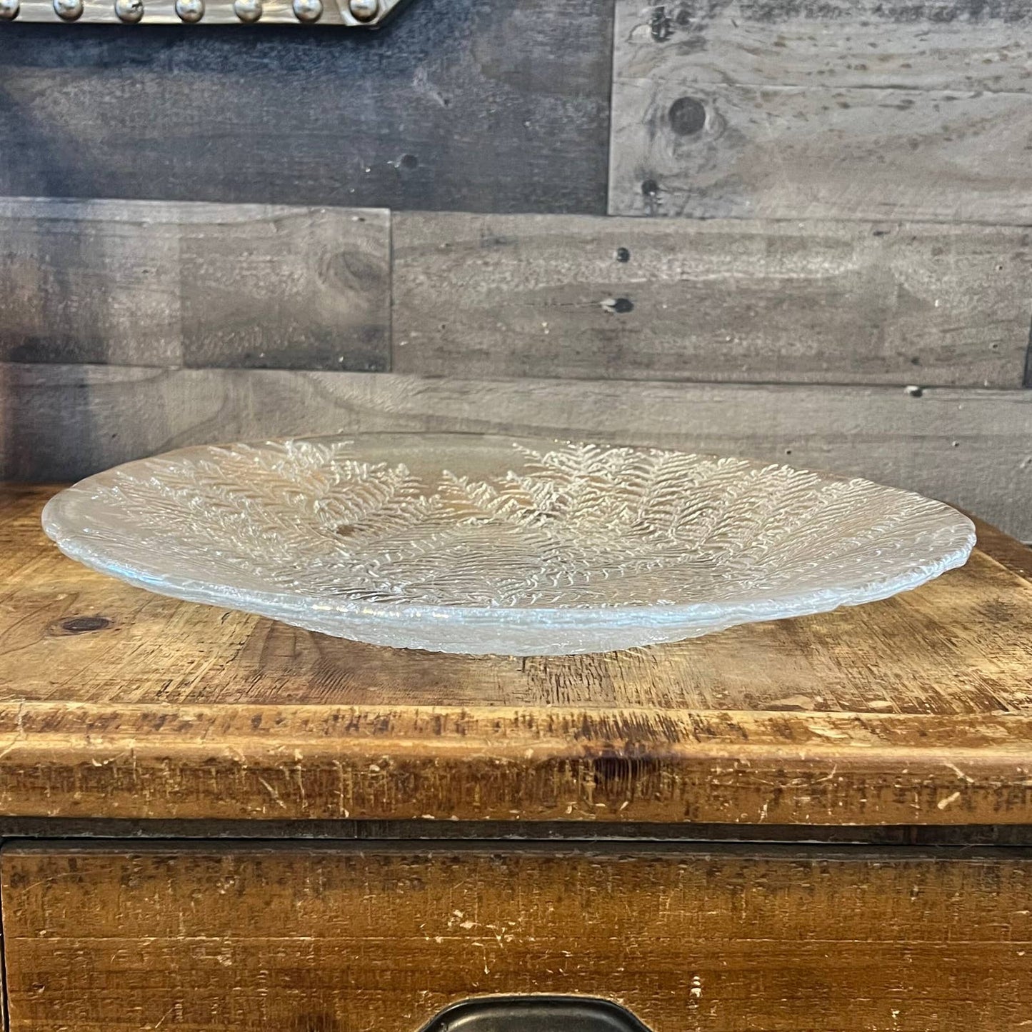 Vintage Mikasa Crystal Hoya lacy fern round platter