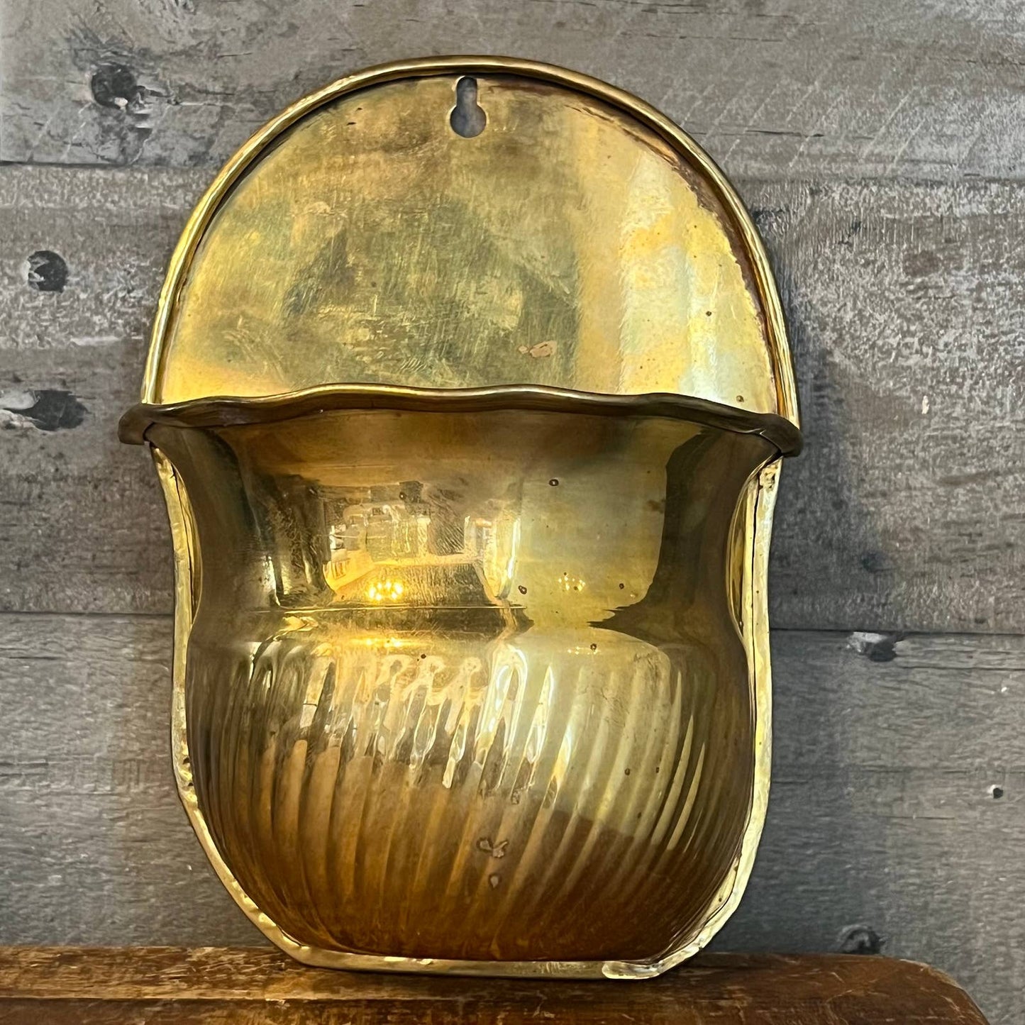 Vintage brass wall planter