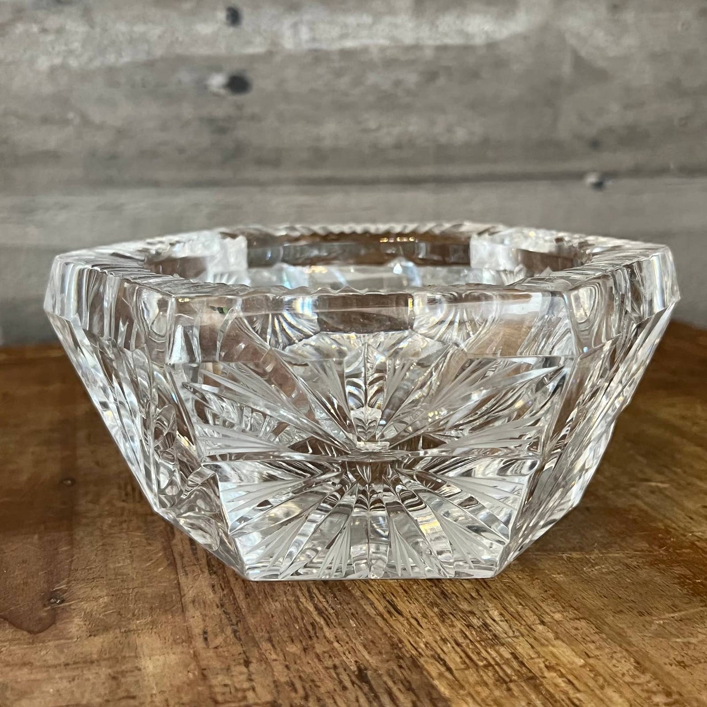 Vintage thick cut crystal hexagon bowl