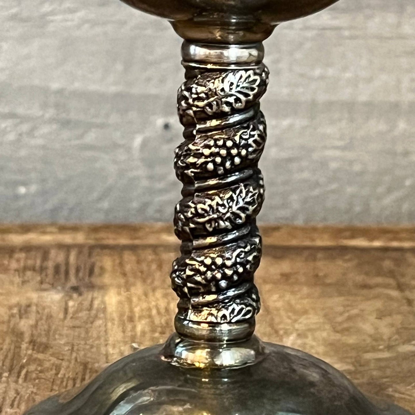 Vintage silver plated grapevine stem goblet