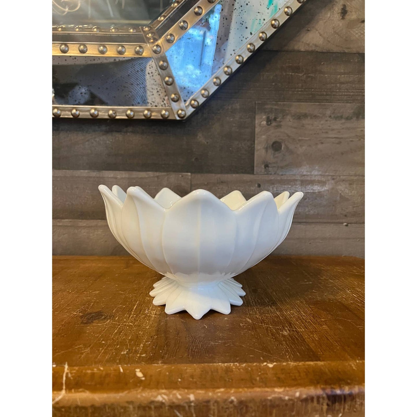 Vintage Westmoreland Glass Milk Glass Lotus Pattern Bowl