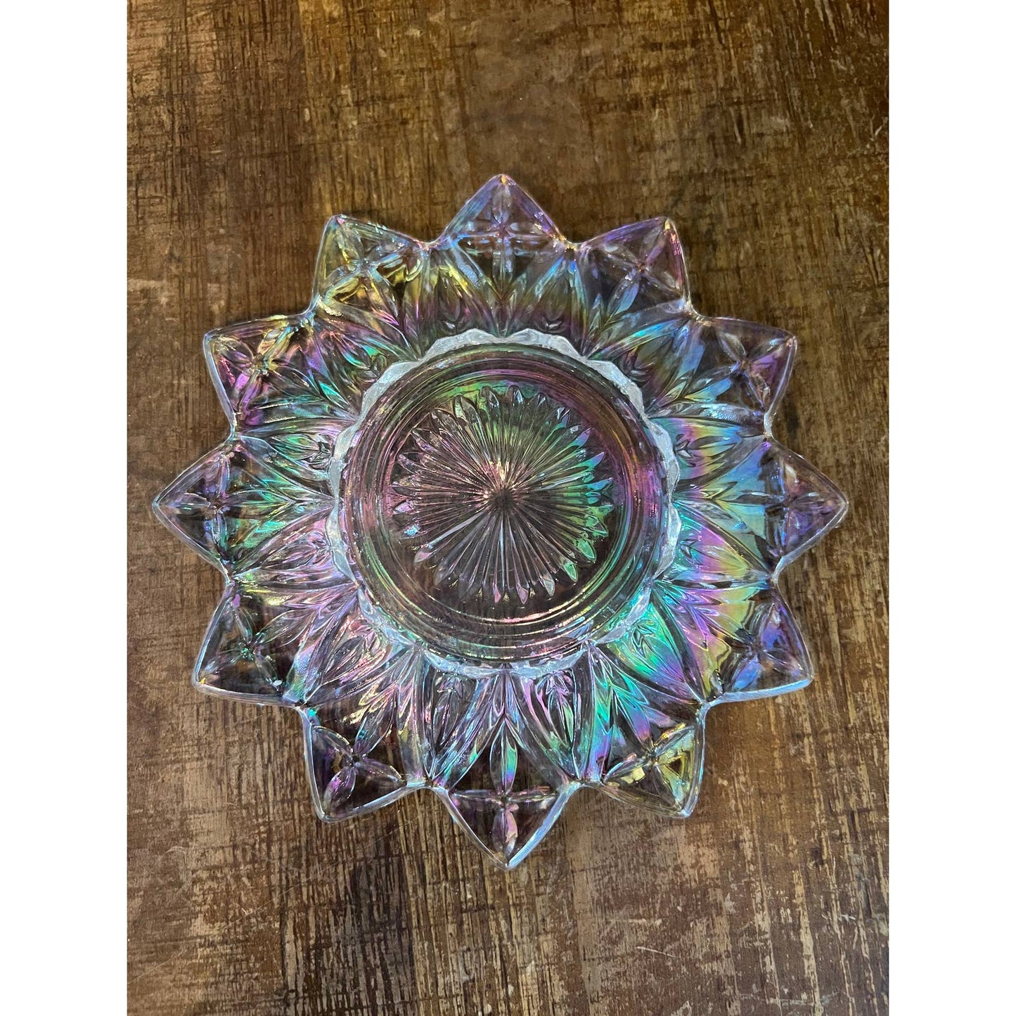 Vintage Federal iridescent petal plate - saucer - trinket dish