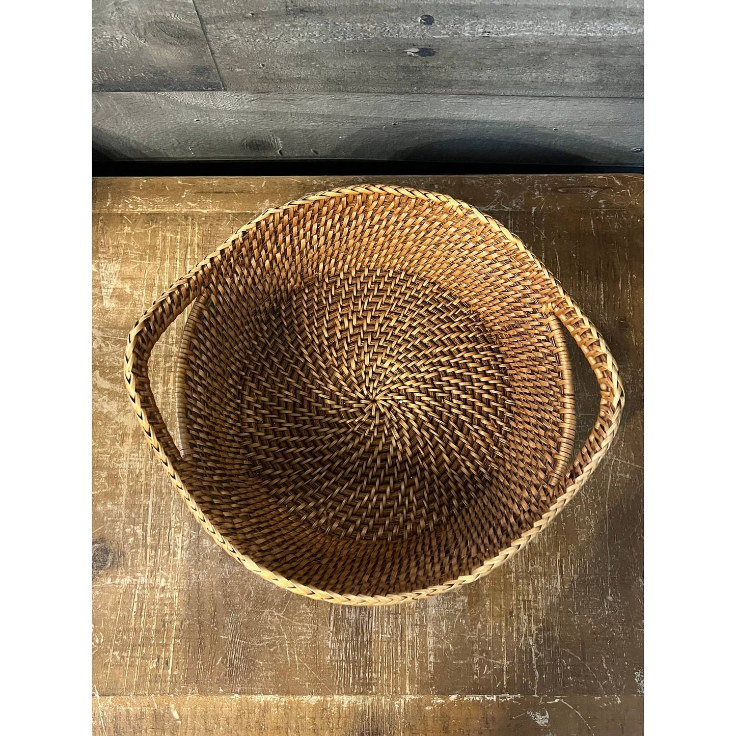 Woven rattan handled basket - bread basket - fruit basket