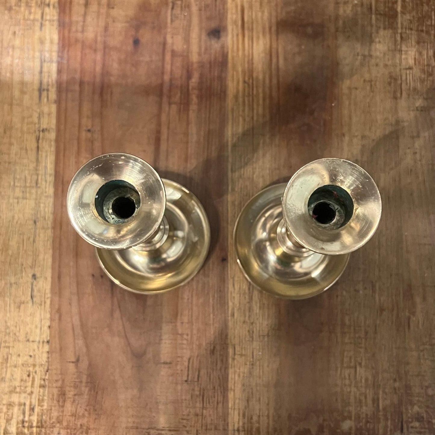 Vintage Pair of Brass Candlestick Holders