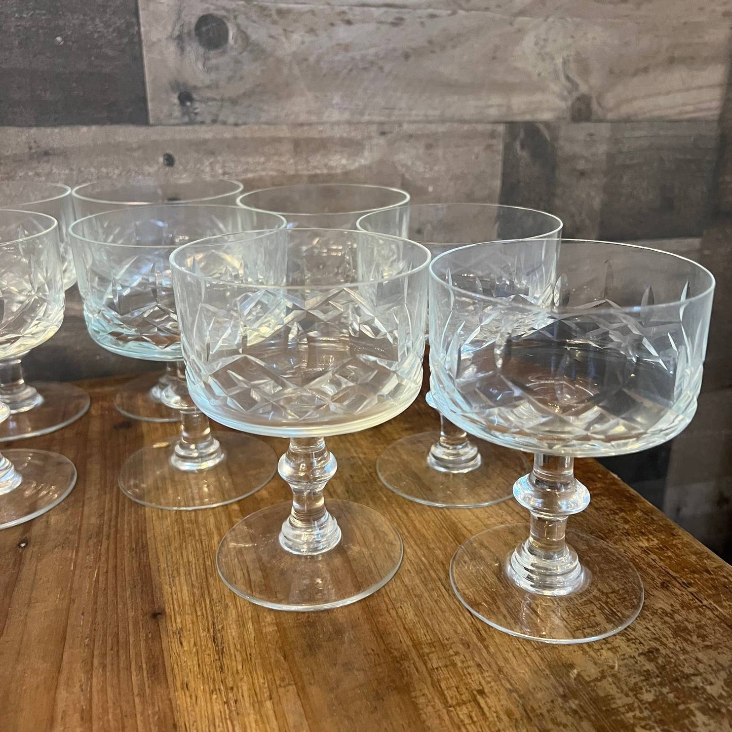 Crystal criss cross design cocktail coupes - set of 6
