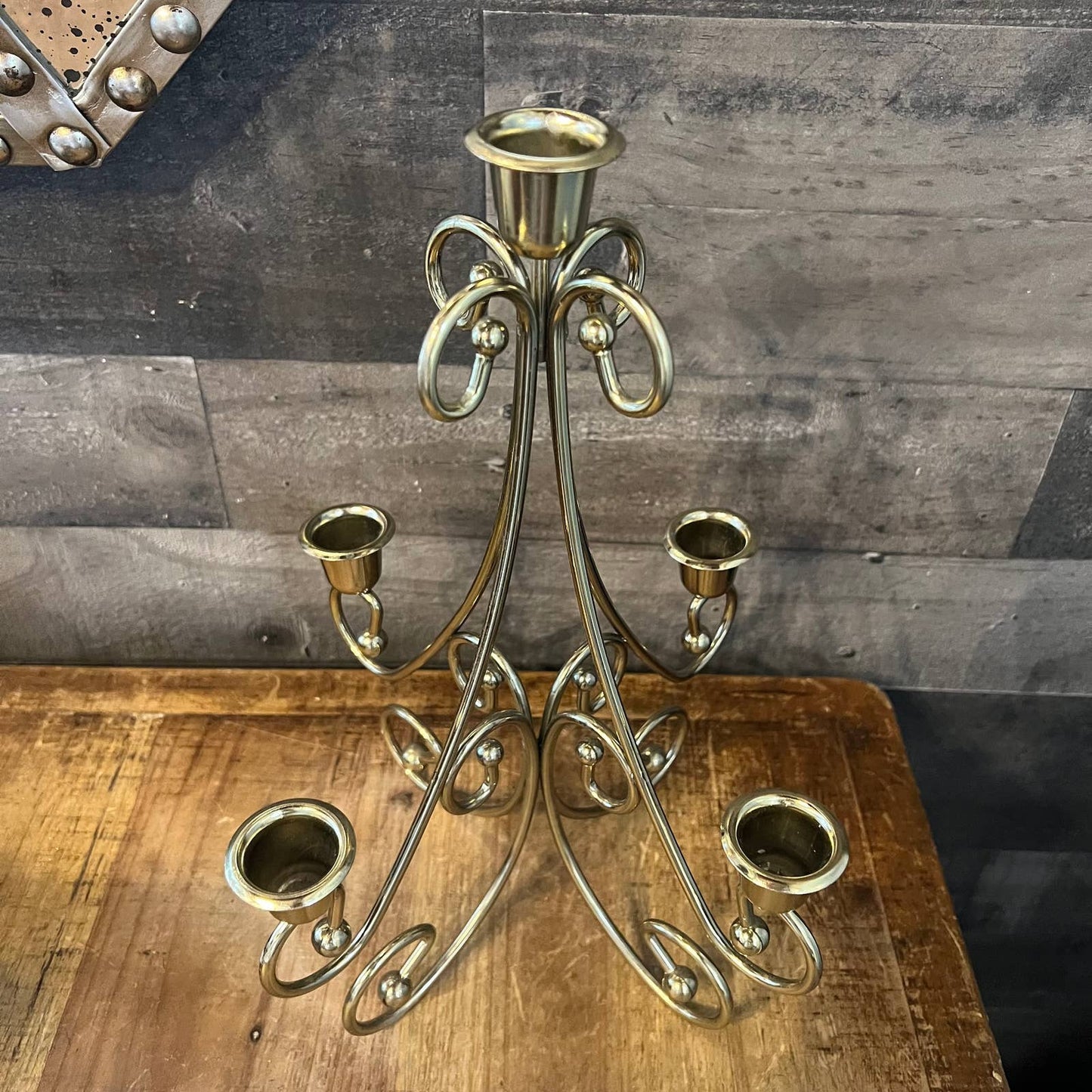 Vintage brass 5 candlestick candelabra candle holder - table centerpiece