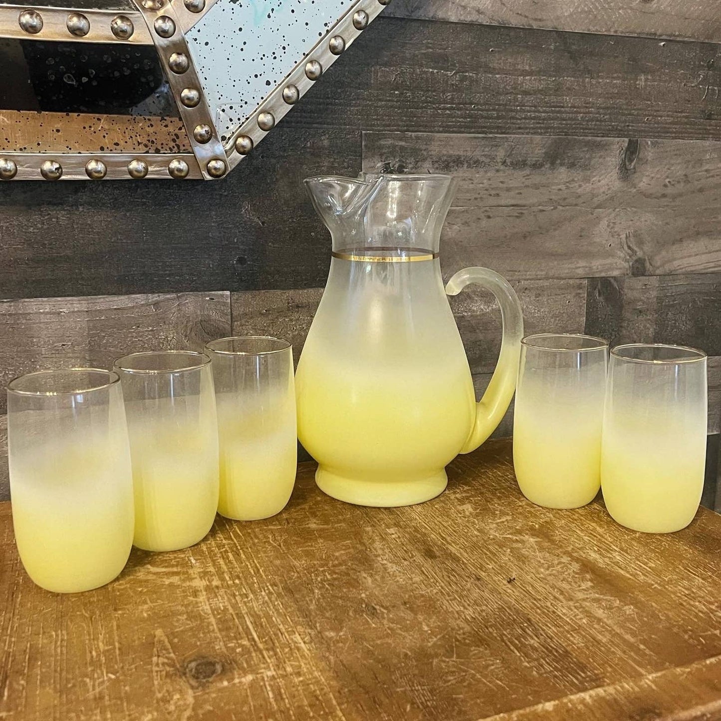 Vintage Blendo glass tumblers and pitcher - 5 glasses 1 pitcher