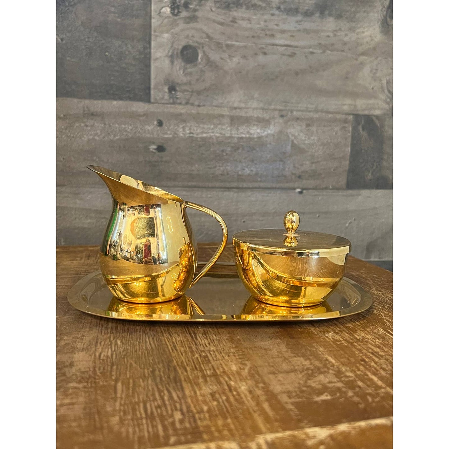 FB Rogers Silver Company 24K gold plated silver plate cream sugar and tray