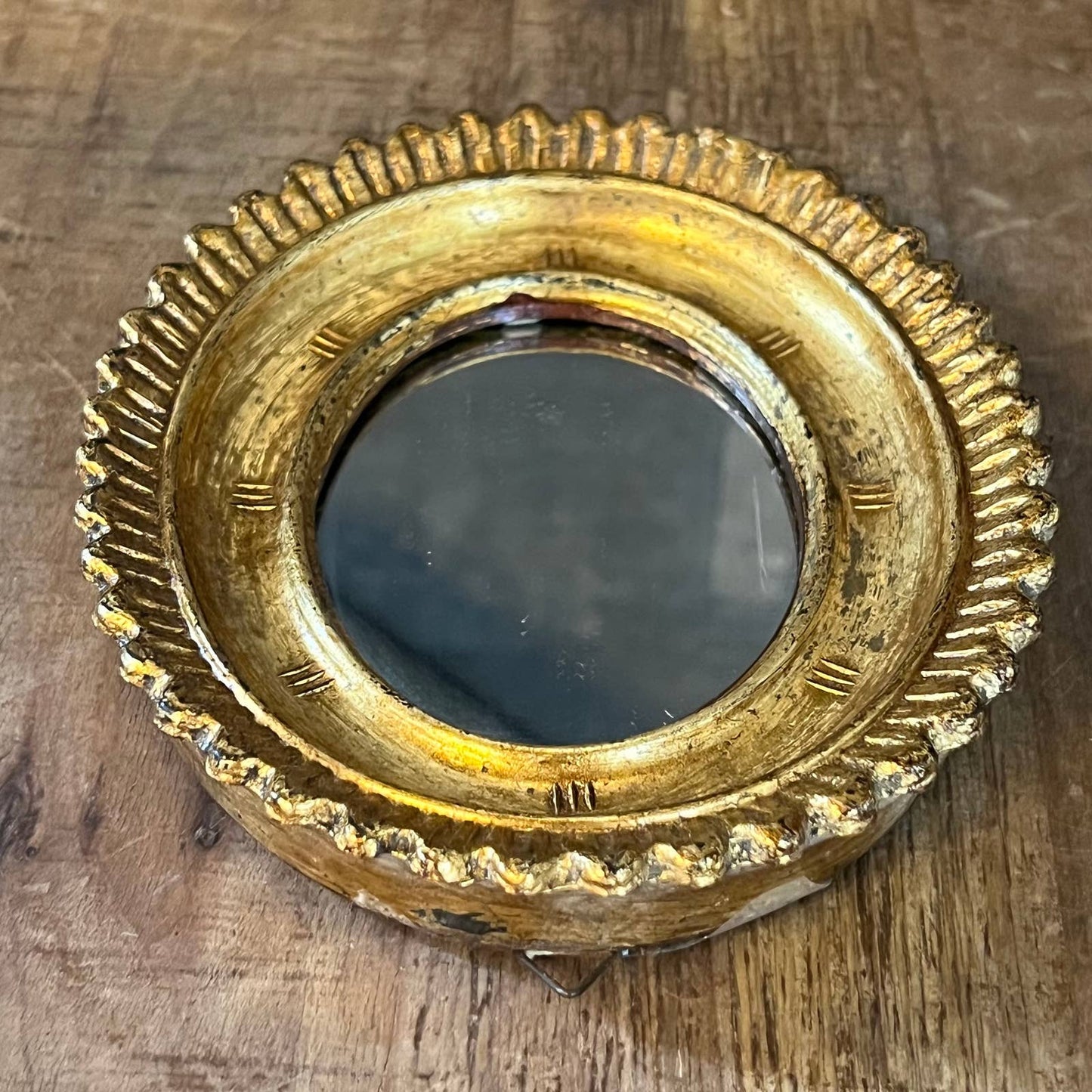 Vintage oval gold frame mirror - sunburst mirror