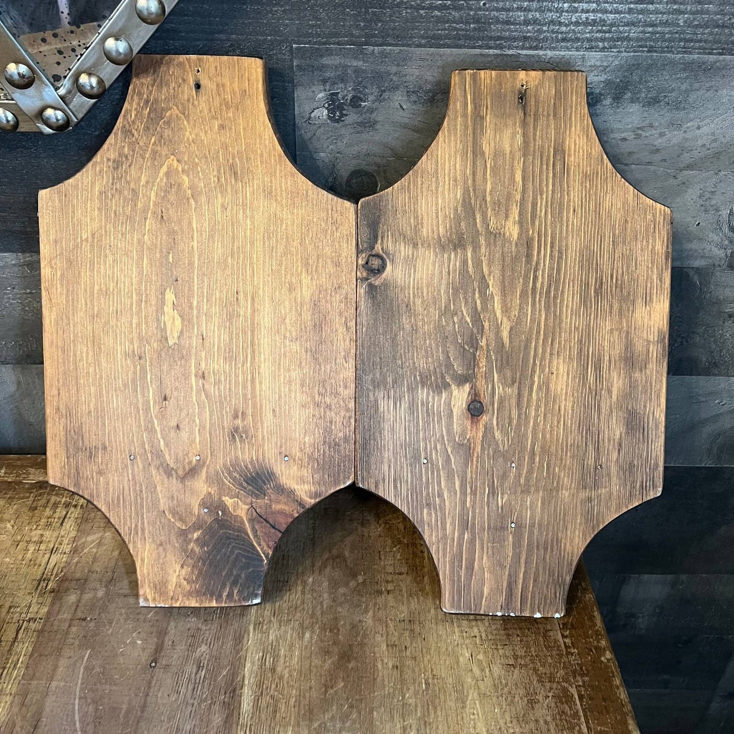 Vintage pair of wooden wall sconce candlestick holders