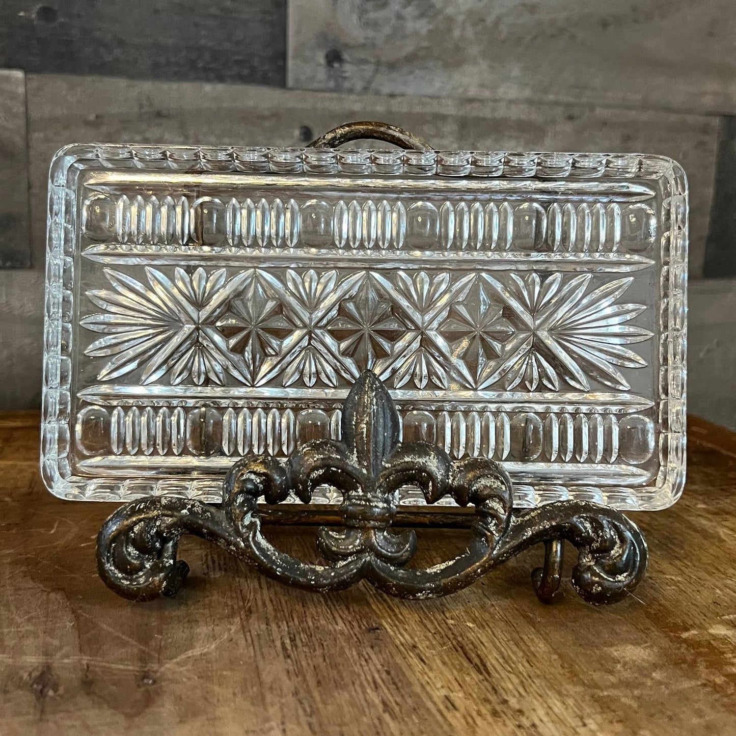 Rectangle crystal glass trinket tray