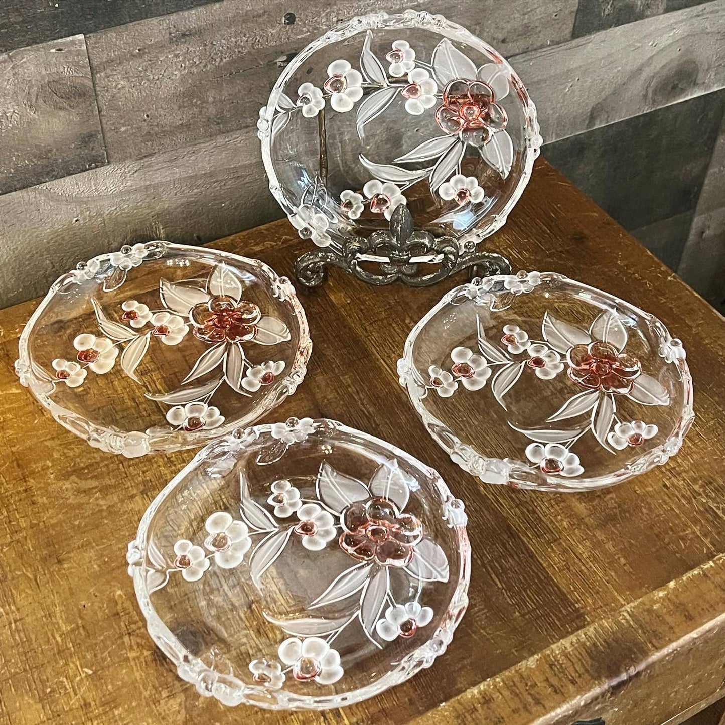 Vintage Mikasa Blossom Time set of 4 dishes - cherry blossom plates - coupe salad plate - spring tabletop - floral plate tableware