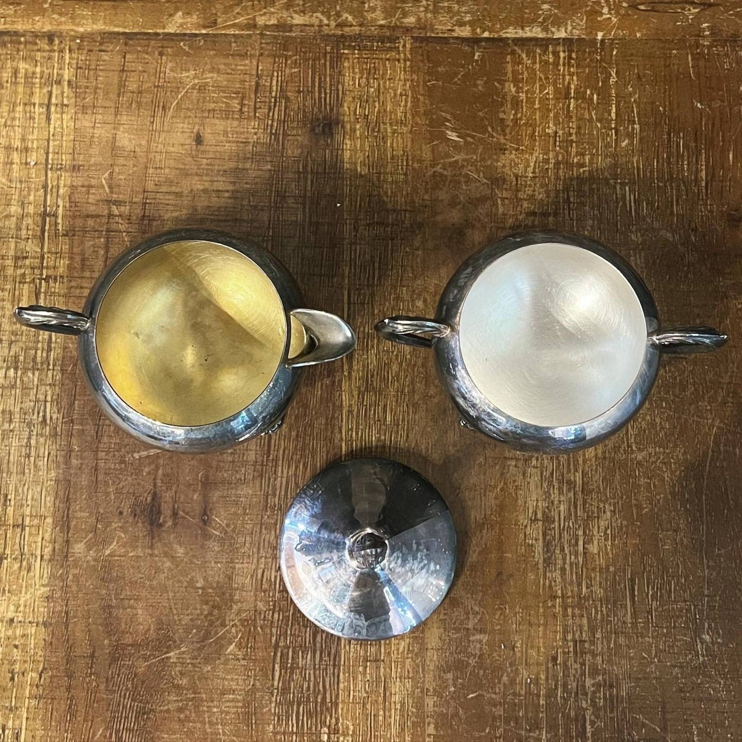 Vintage FB Rogers Silver Co silver plated footed creamer pour and sugar bowl