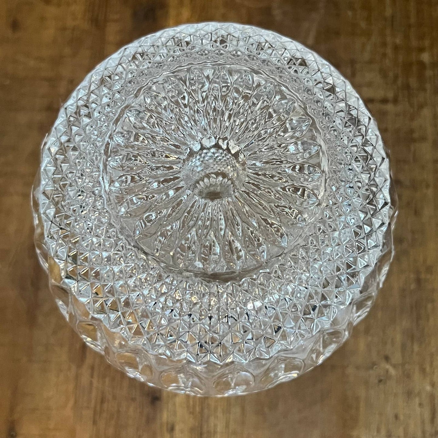 Vintage crystal sphere wavy rim trinket dish - candy dish