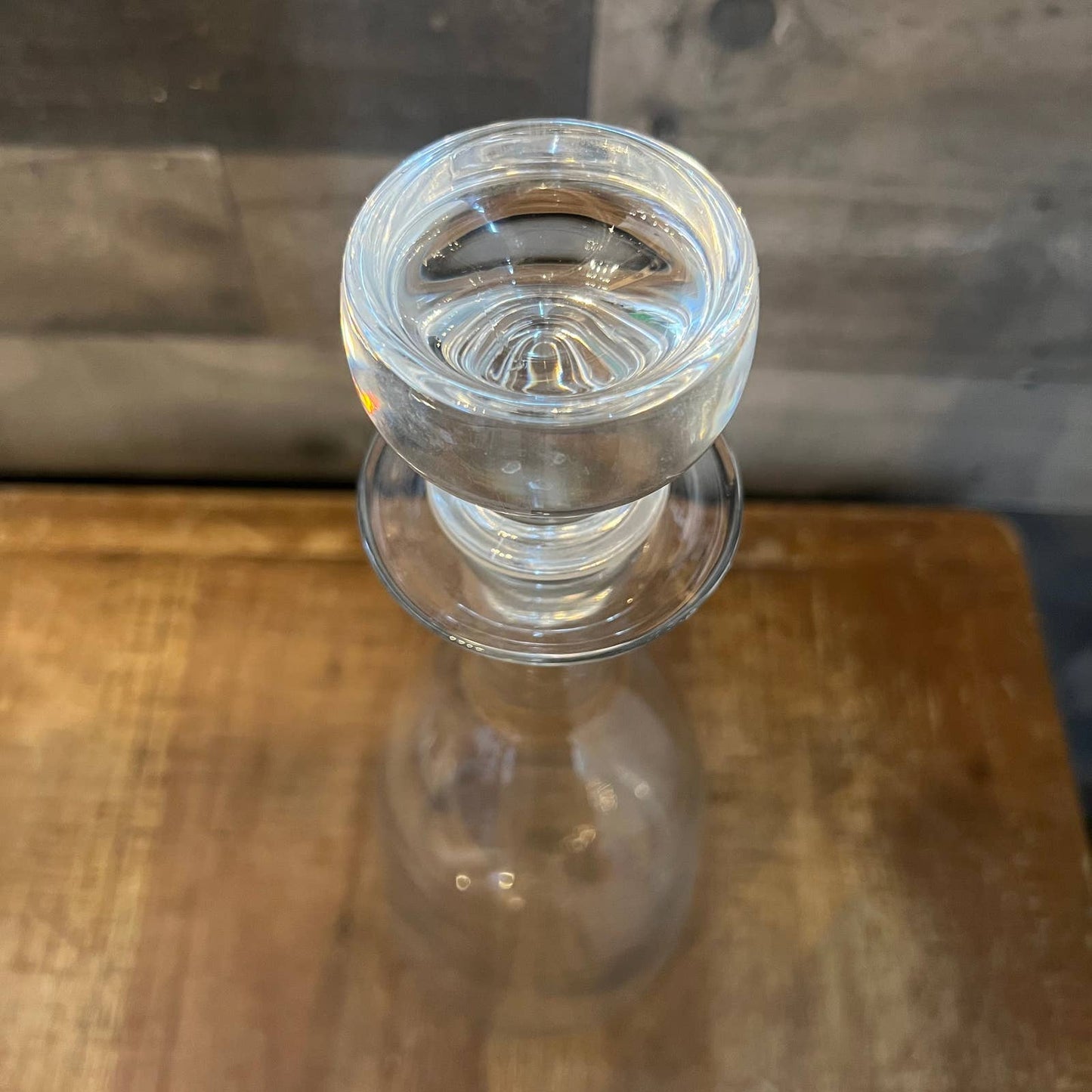 Clear glass blown decanter and stopper