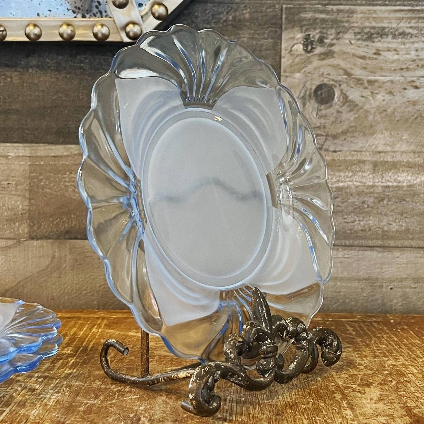 Cambridge Caprice moonlight blue alpine salad plates - set of 3 - elegant dining - blue glass - classy tabletop - tea party - dessert plate