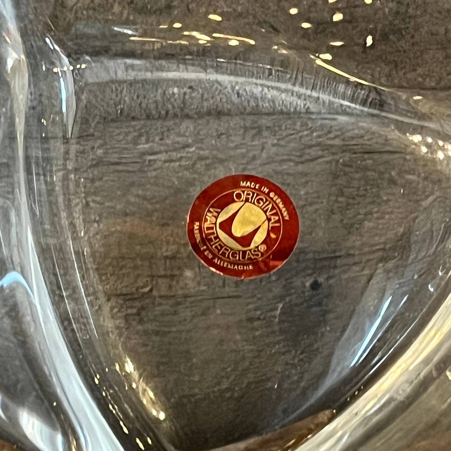 Vintage Waltherglas large art deco clear glass swirl bowl - made in Germany
