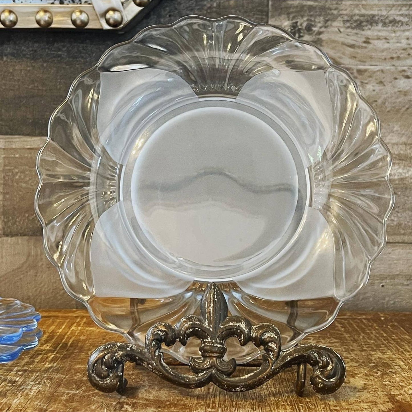 Cambridge Caprice moonlight blue alpine salad plates - set of 3 - elegant dining - blue glass - classy tabletop - tea party - dessert plate