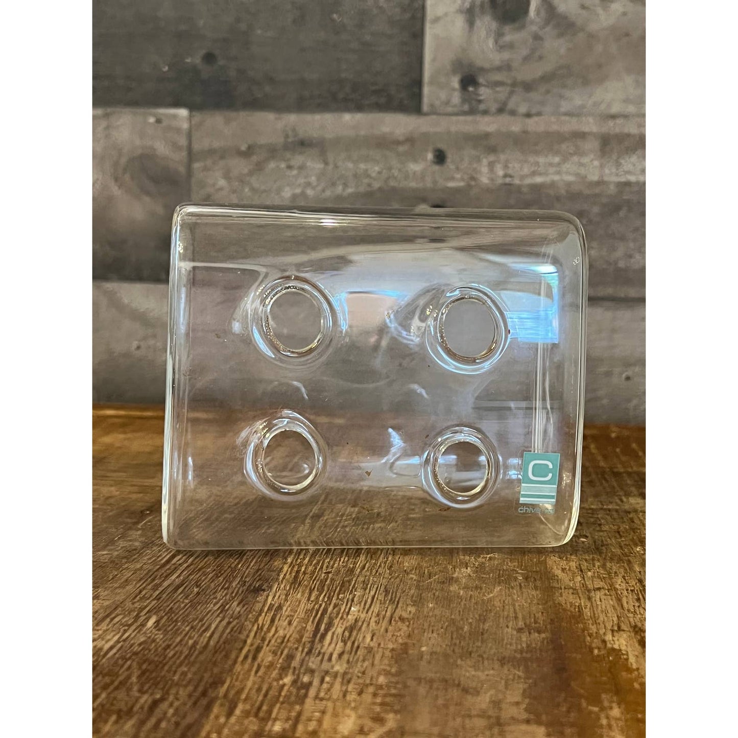 Clear glass 4 hole Hudson flower bud vase